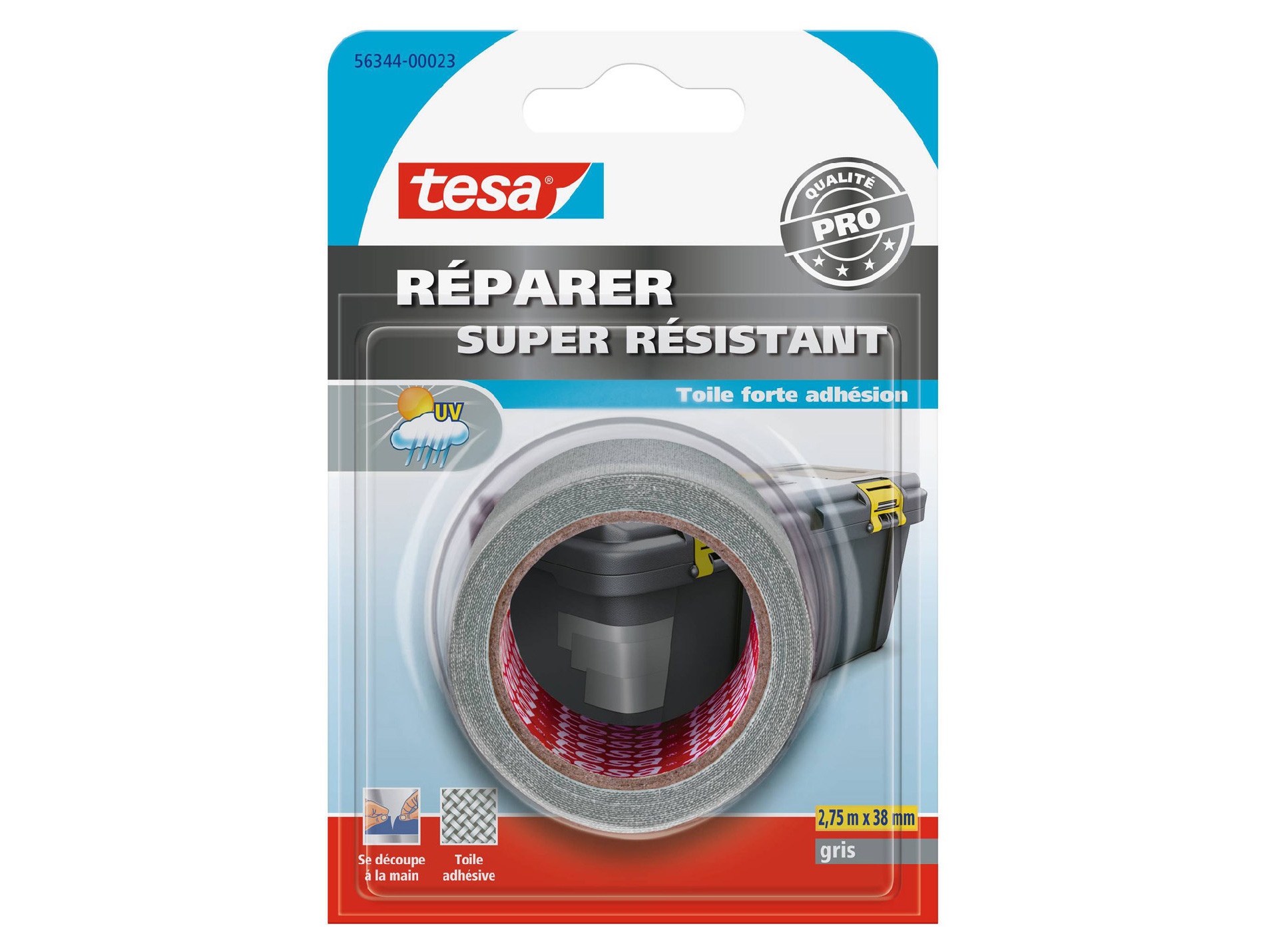 Adhésif TESA Réparer toile gris l.38mm x L.2,75m