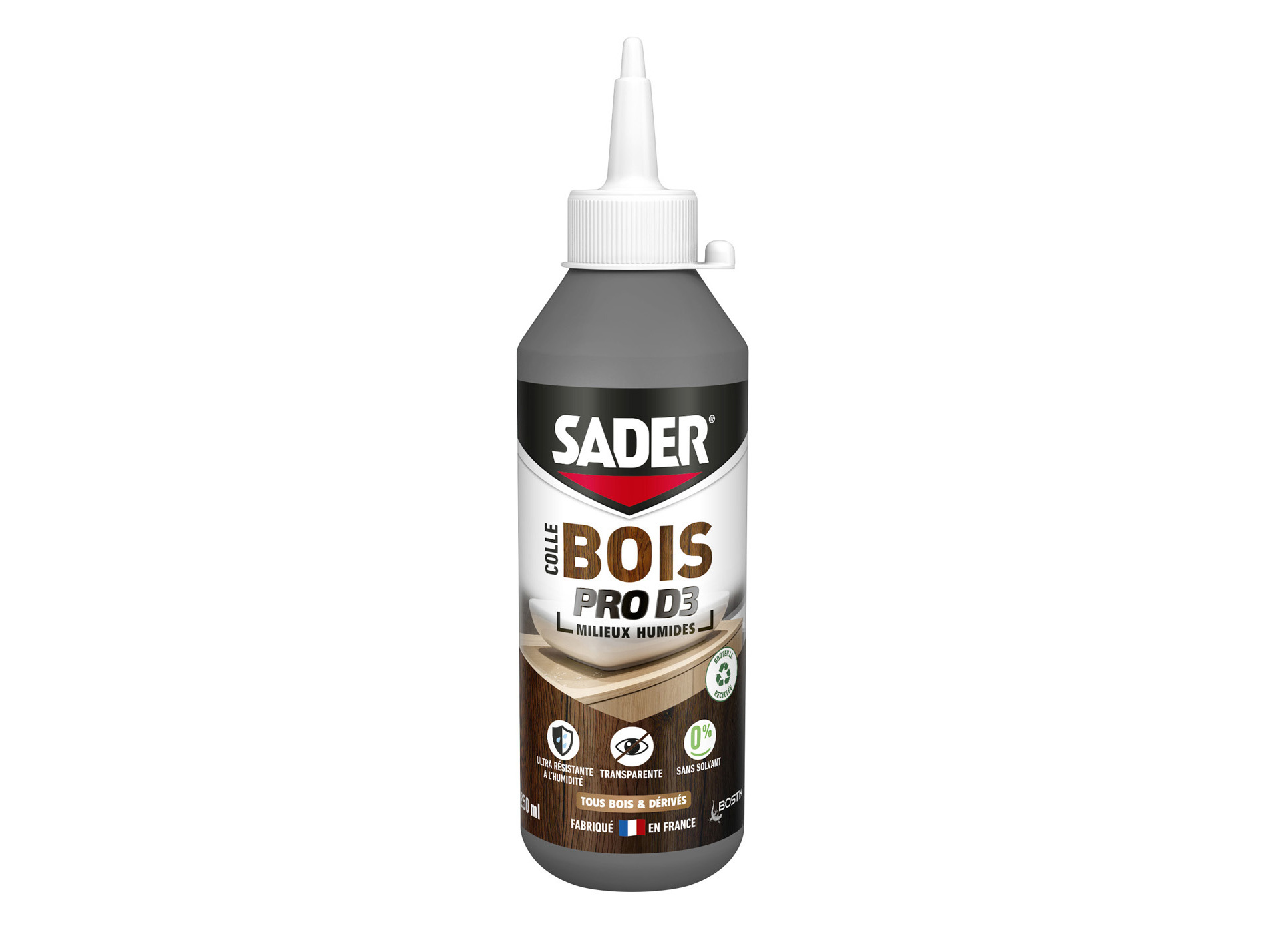 Colle bois SADER Pro D3 en biberon de 250g