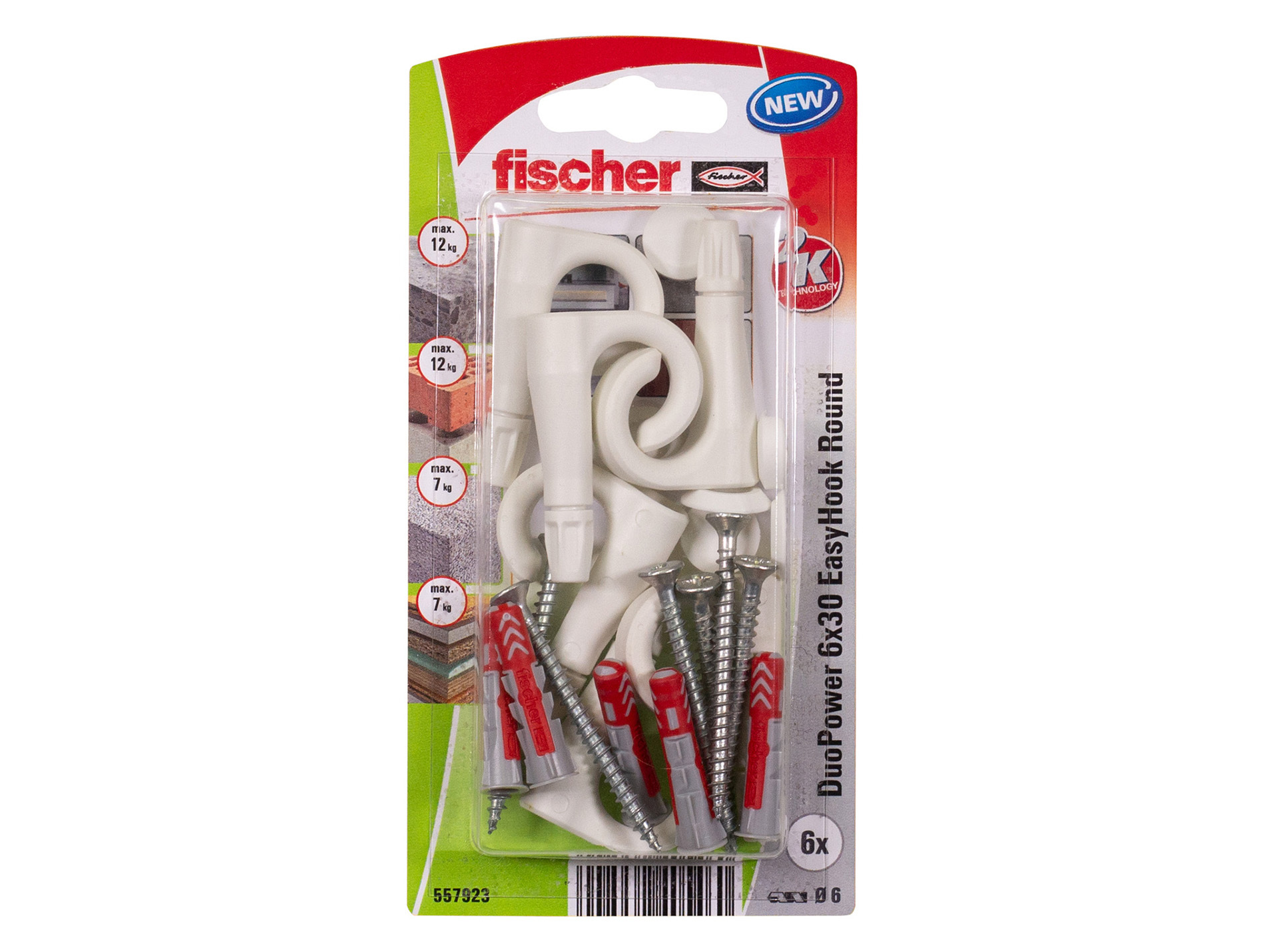 Cheville bi-matière DuoPower crochet rond FISCHER Ø6mm L.30mm x6