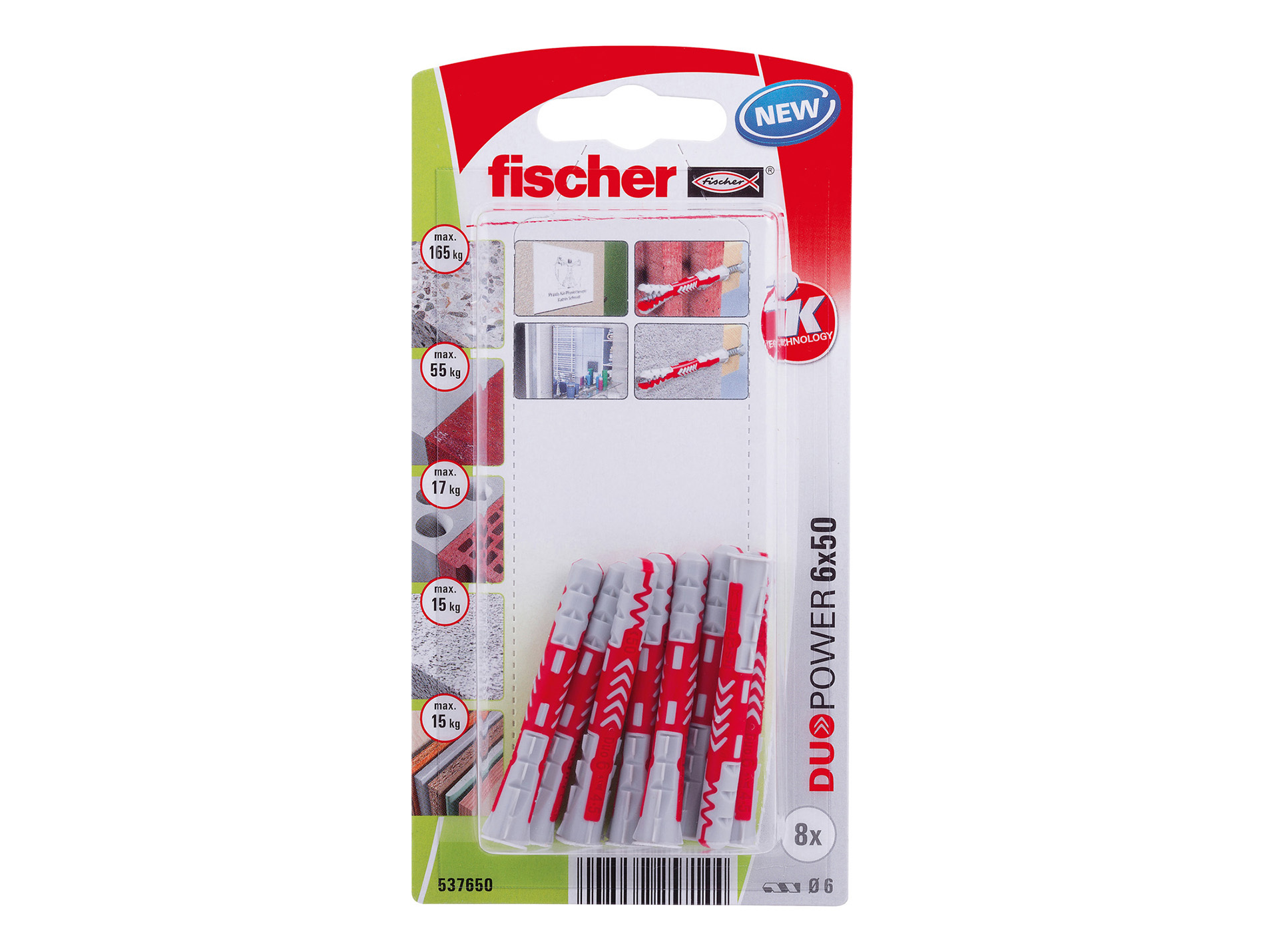 Chevilles bi-matière DuoPower FISCHER Ø6mm L.50mm x8