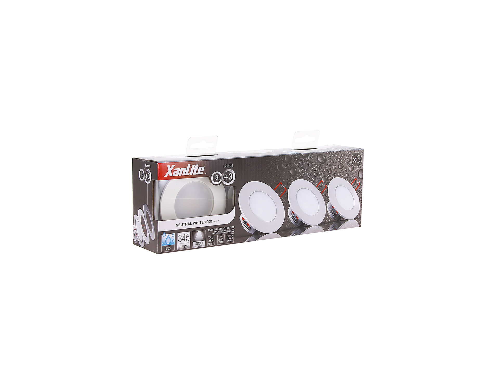 Ampoule Spot LED intégré XANLITE 4,7W 345lm 4000K x3