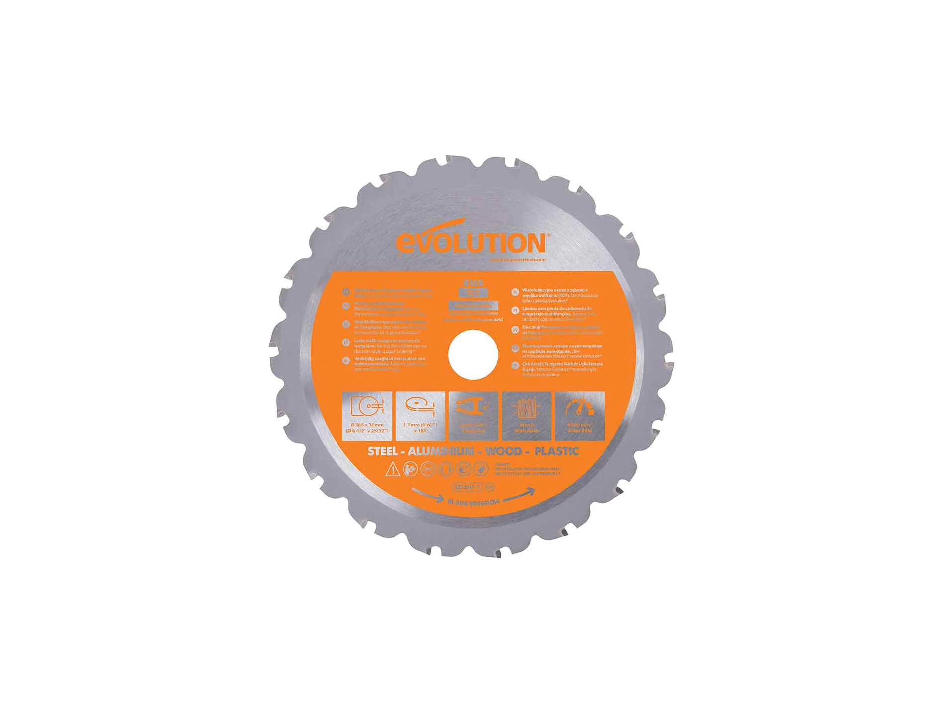 Lame multi-matériaux pour découpeuse Ø165mm 18 dents Evolution