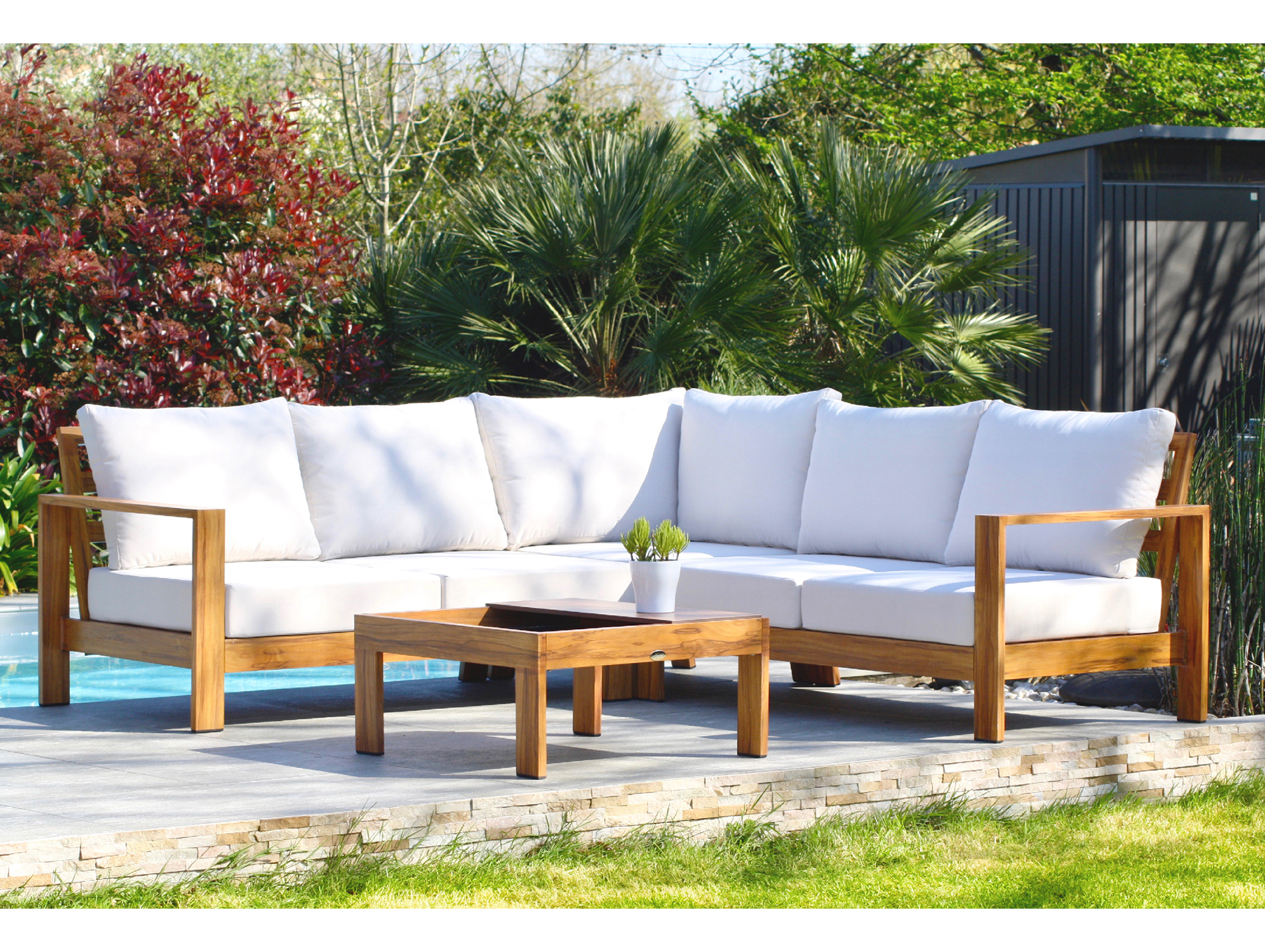 Salon de jardin bas aluminium DCB GARDEN Majorque 5 places blc
