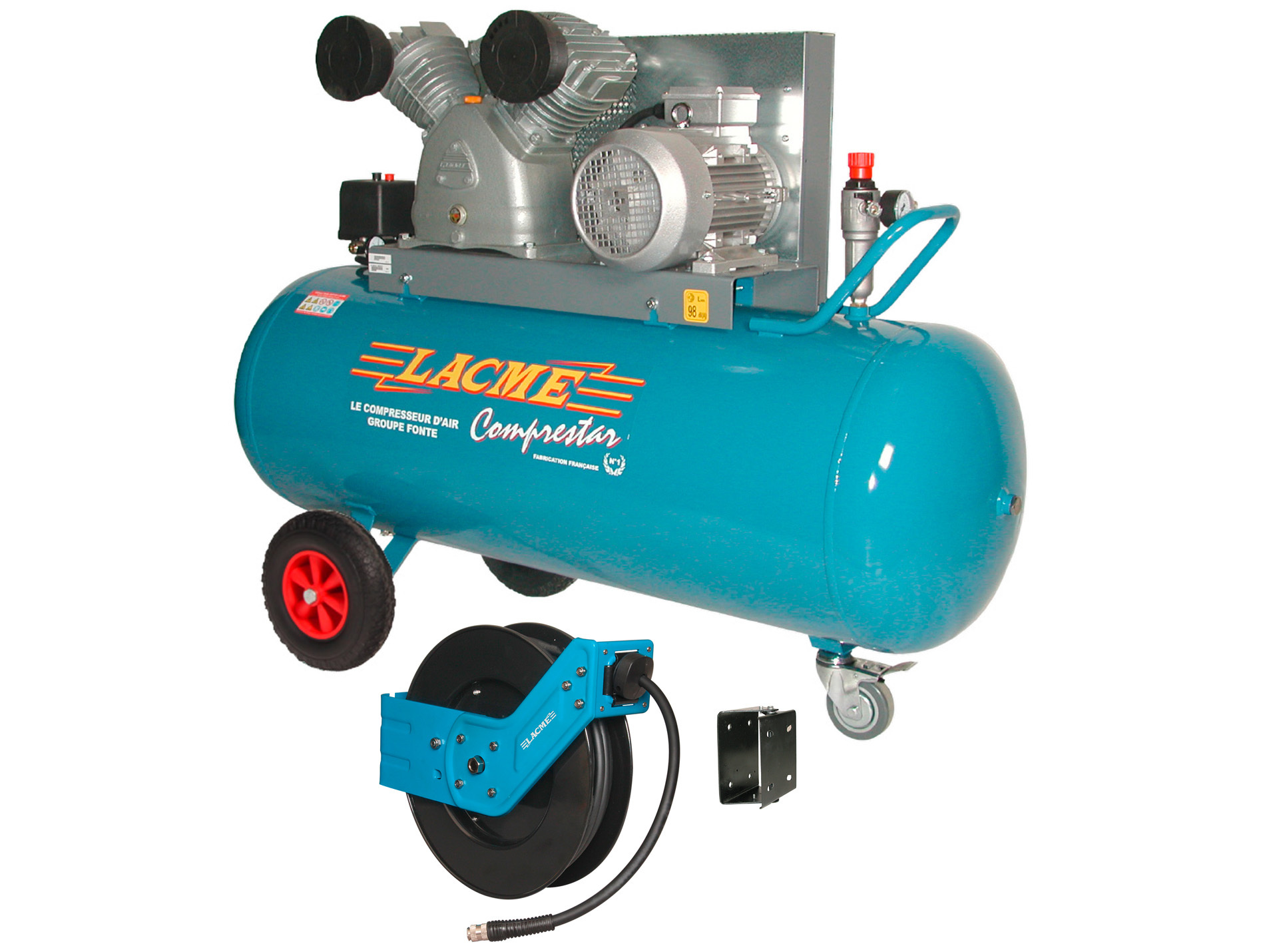 Compresseur 36V + enrouleur automatique 20m + support