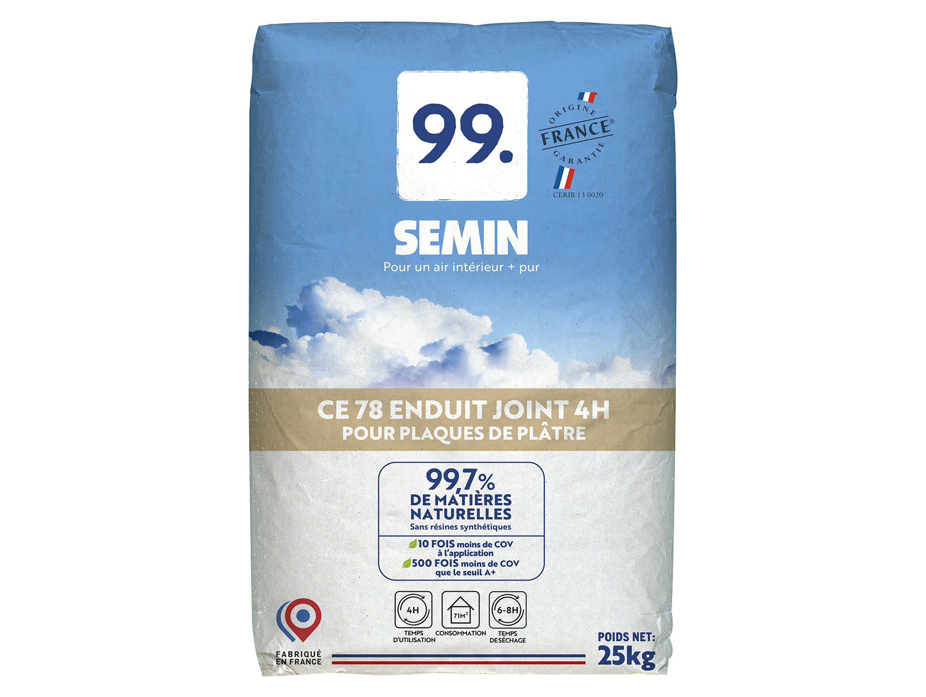 Enduit SEMIN CE78 4h 25kg