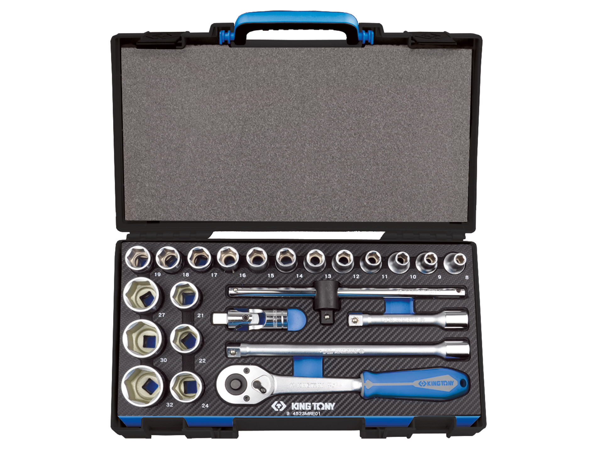 Coffret de serrage 1/2" 6 pans KING TONY 23 pièces