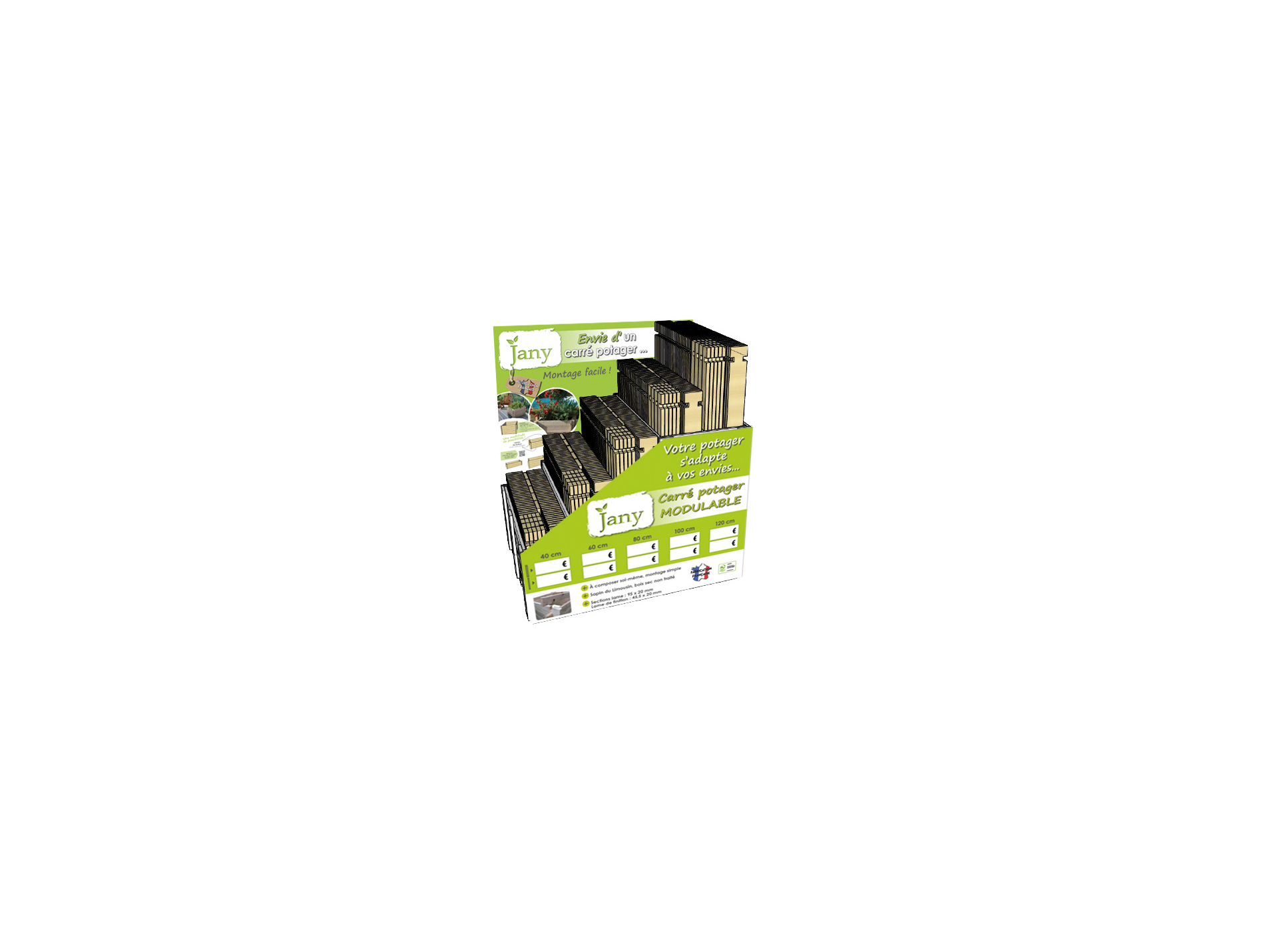 Demi-lames 100cm pour carré potager modulable JANY