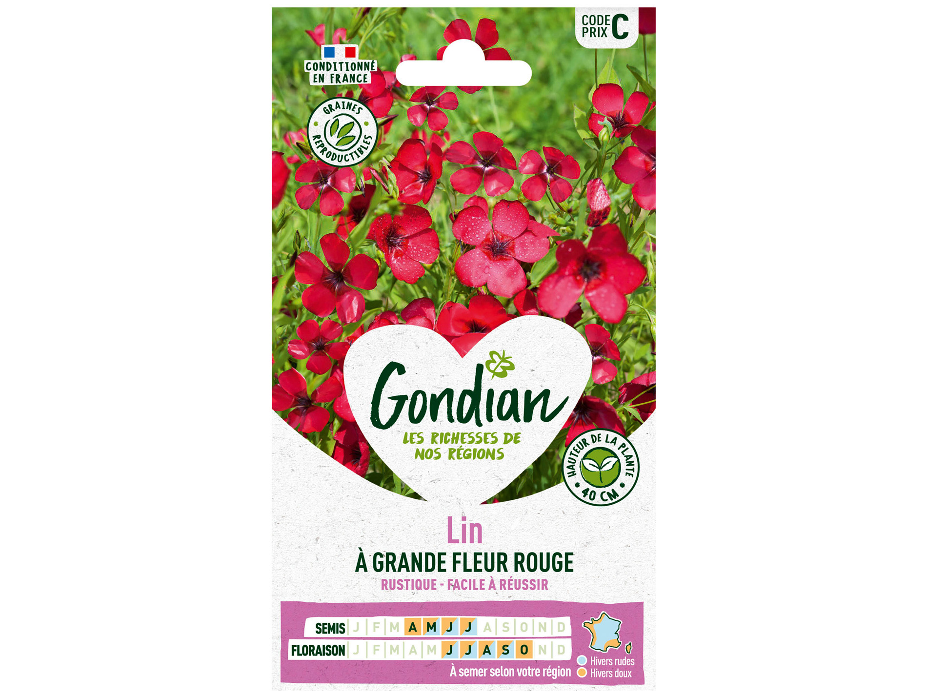 Lin à grande fleur rouge GONDIAN Série C