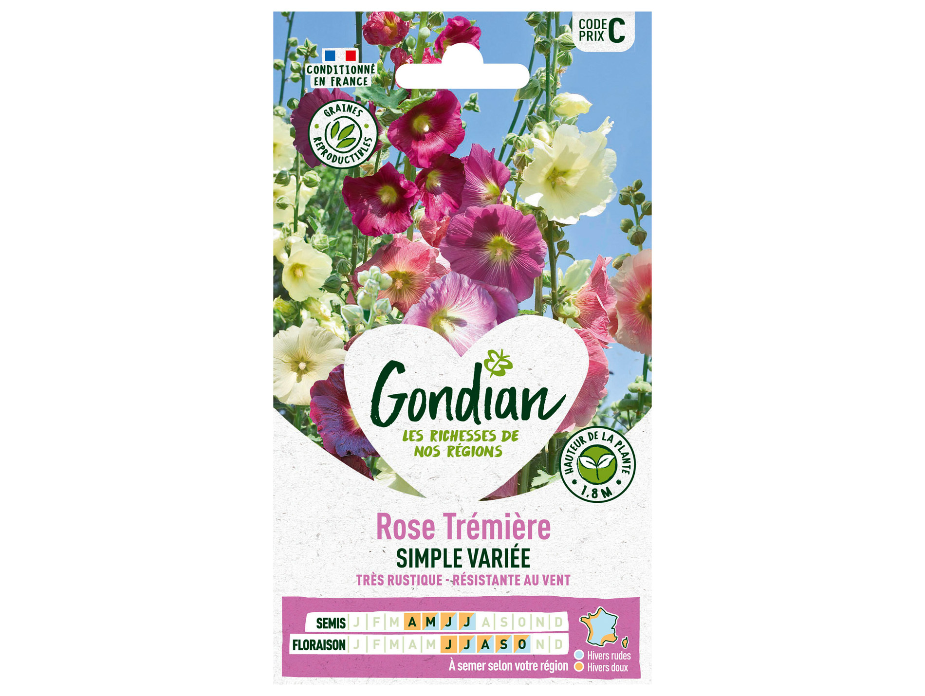 Rose Tremière Simple variée GONDIAN Série C