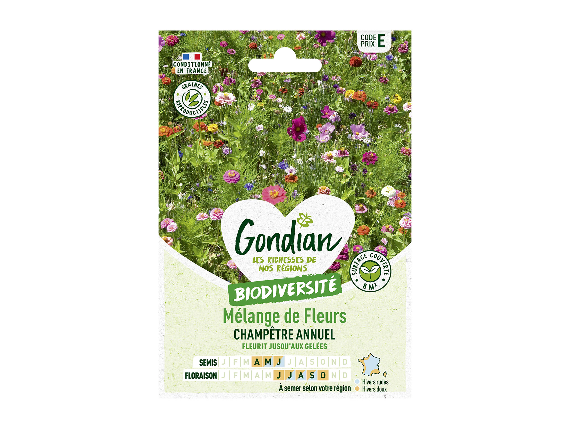 Mélange de fleurs champêtre annuelle GONDIAN Série E 8m²