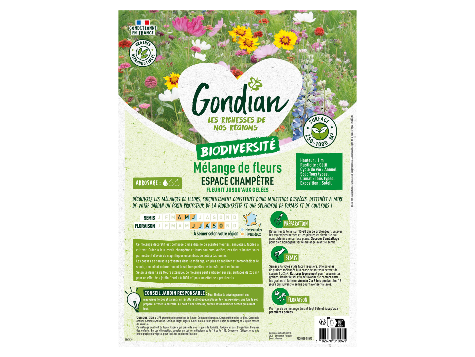 Mélange de fleurs Espace Champêtre GONDIAN