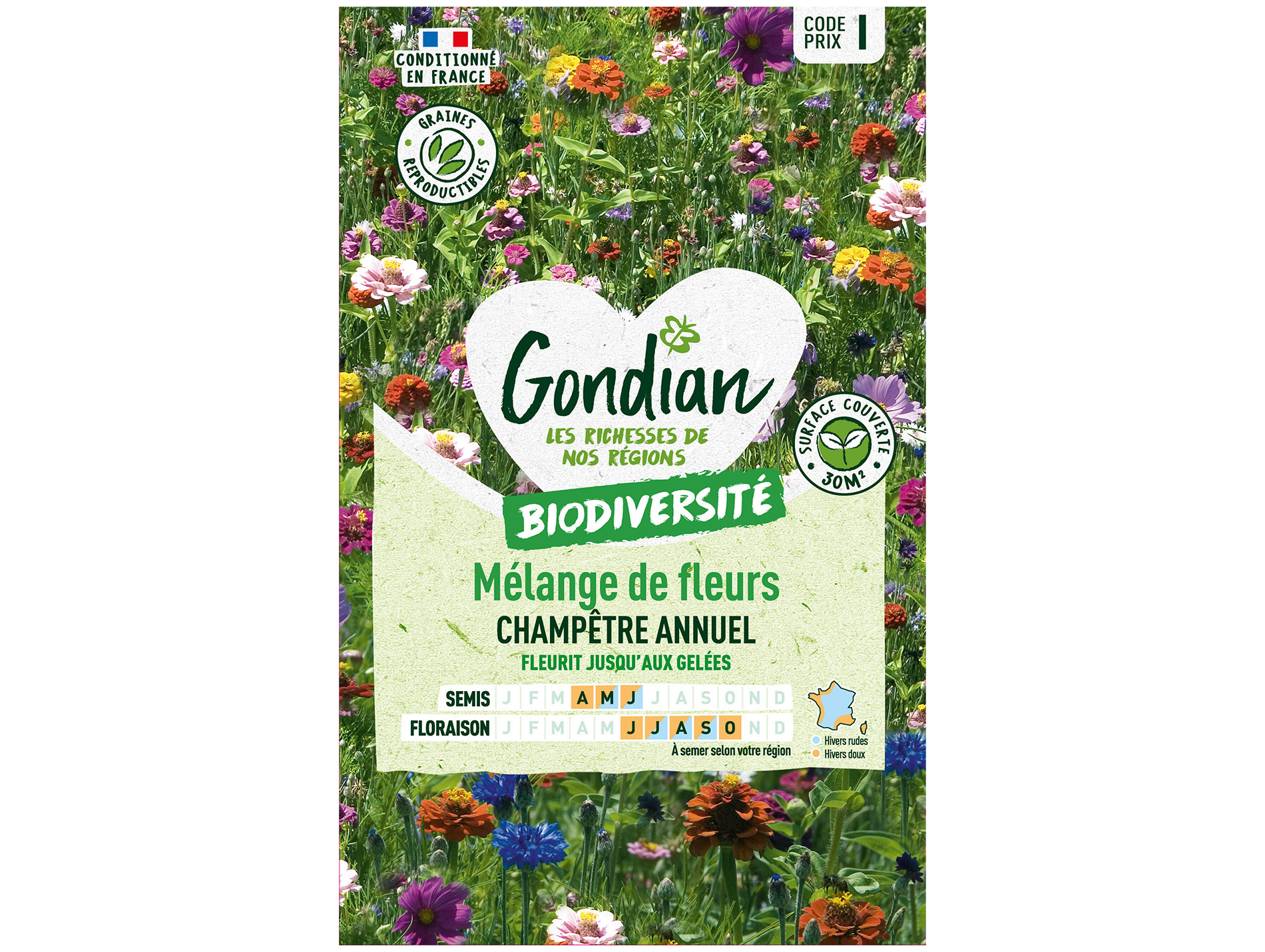 Mélange de fleurs des champs annuelles GONDIAN Série I 30m²