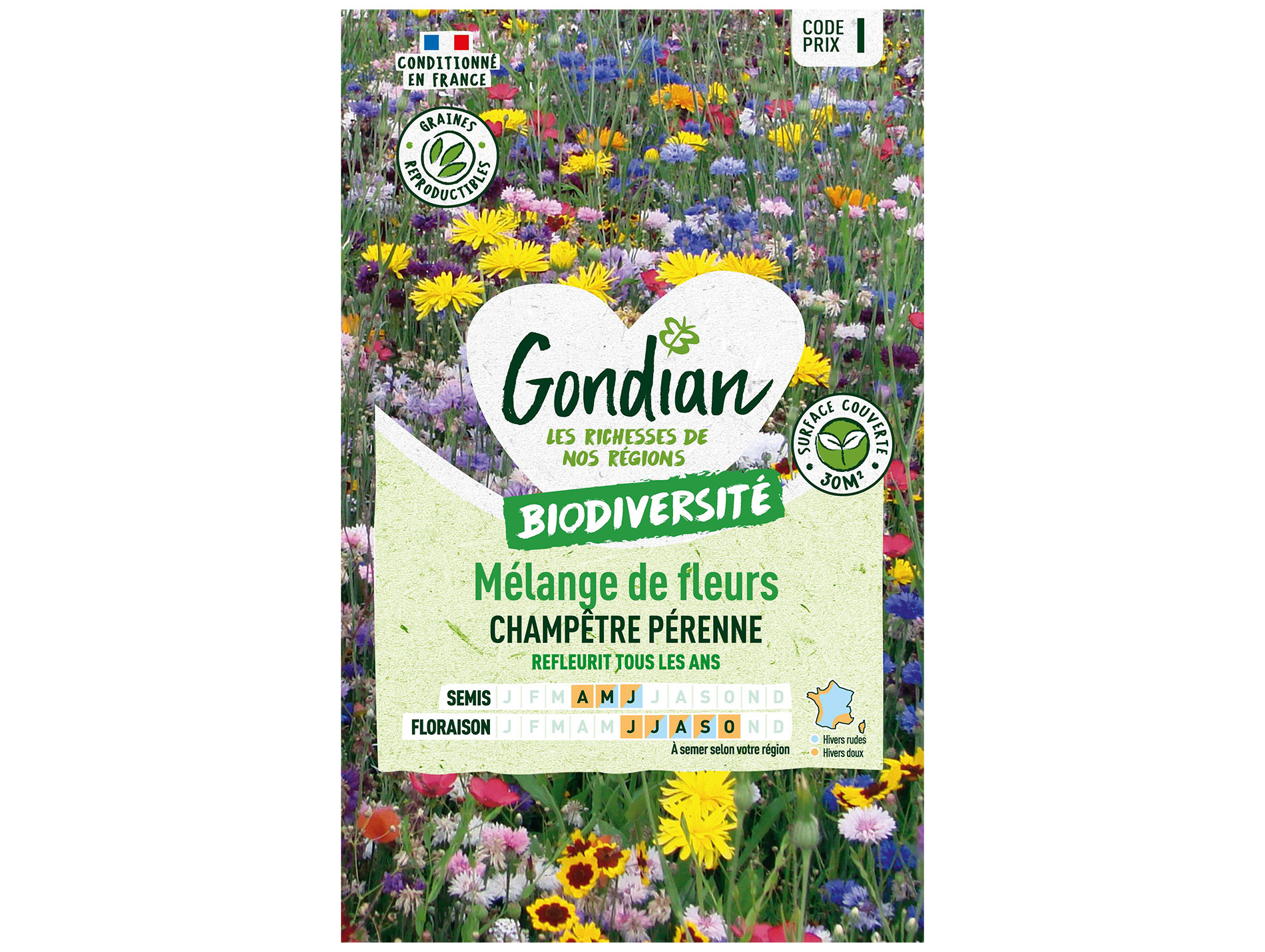 Mélange de fleurs des champs pérennes GONDIAN Série I 30m²
