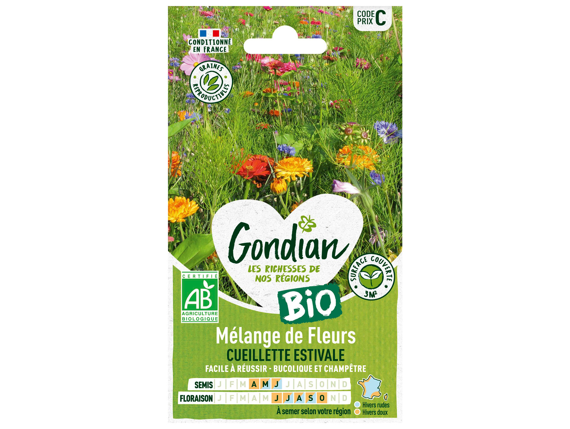 Mélange de fleurs à cueillette estivale GONDIAN Série C bio 3m²