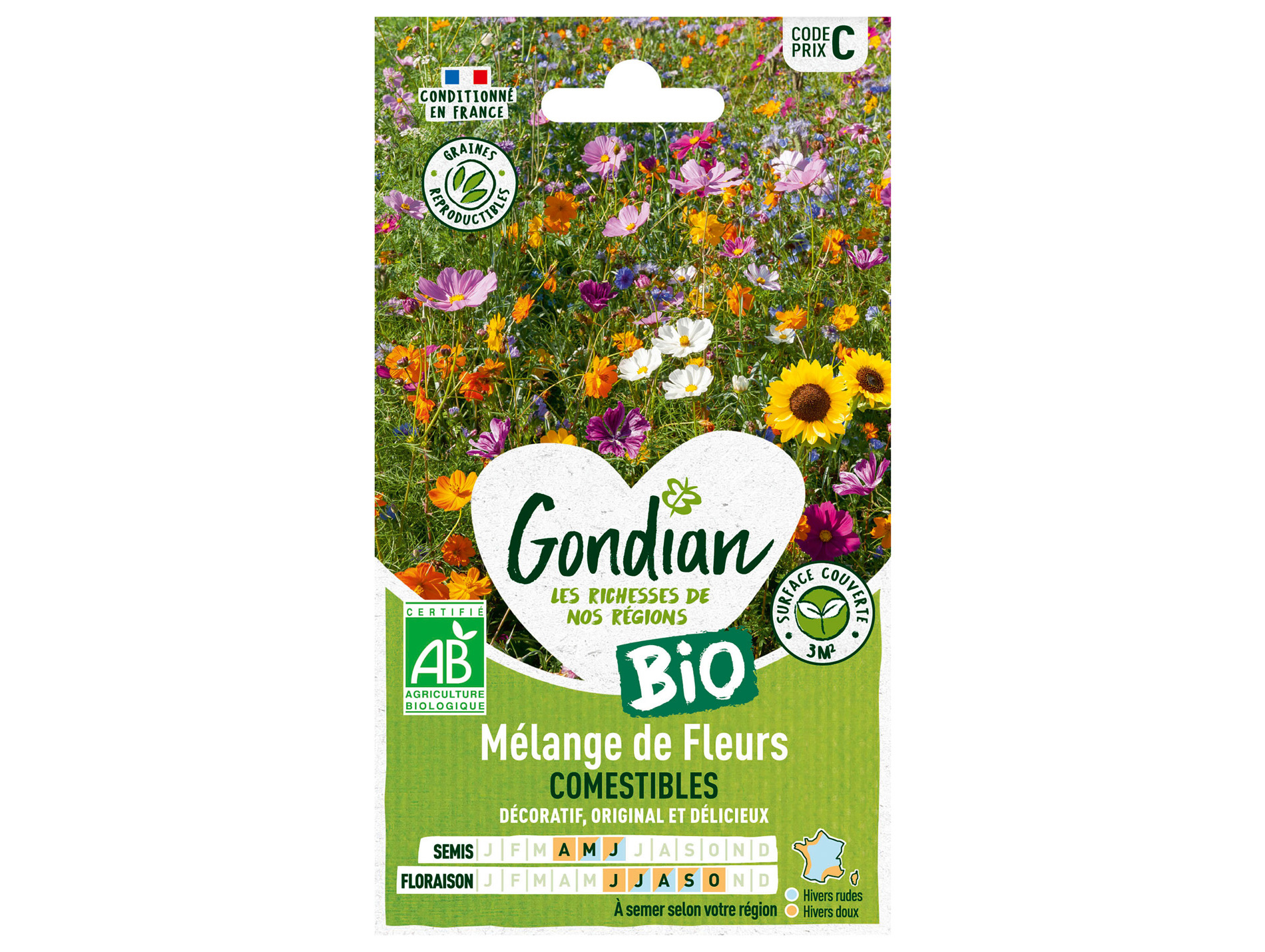 Mélange de fleurs comestibles GONDIAN Série C 3m²