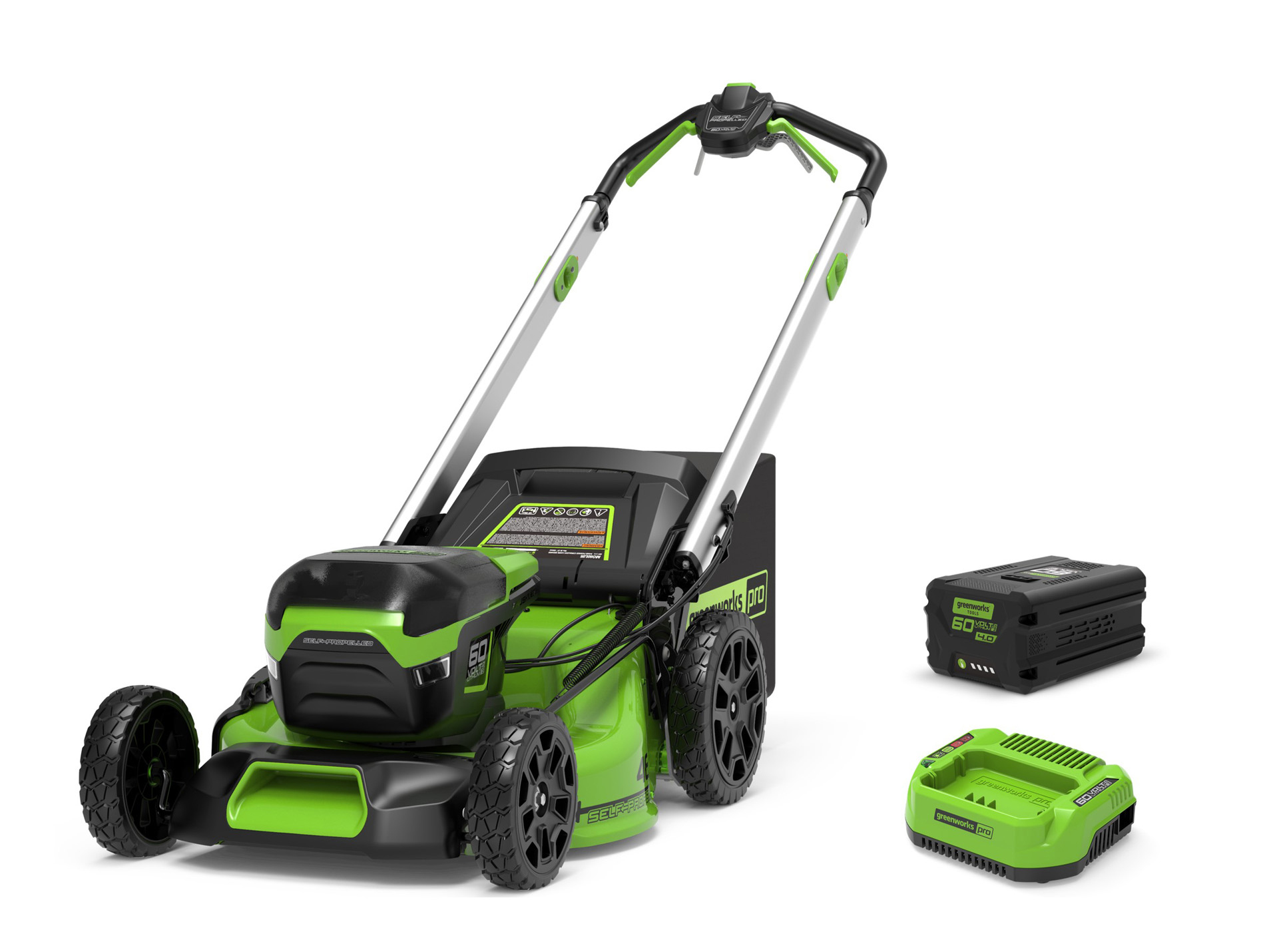 Tondeuse poussée batterie GREENWORKS G40LM46 l.46cm 60V B+C