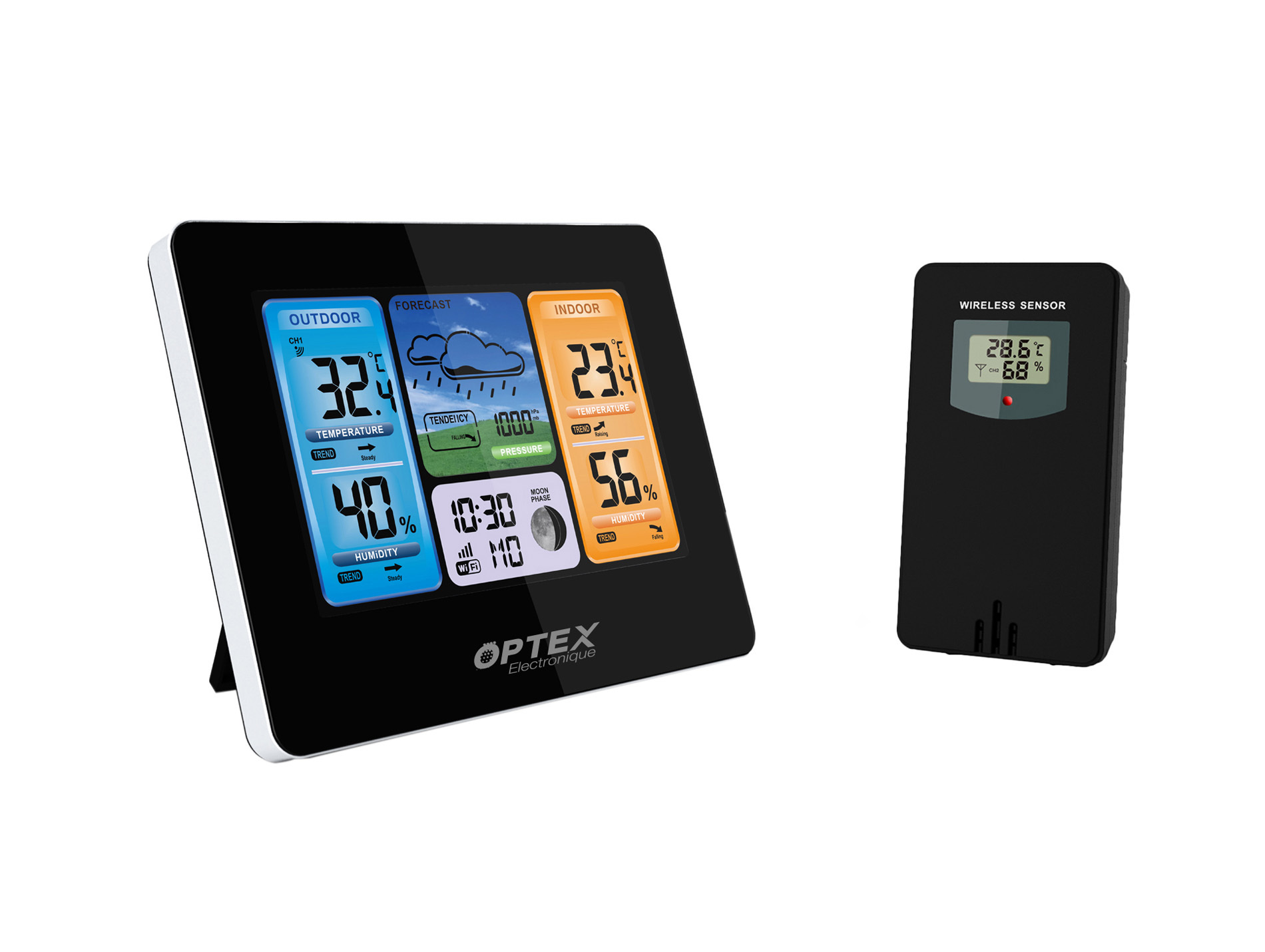 Station météo couleur wifi OPTEX 167x128x28mm