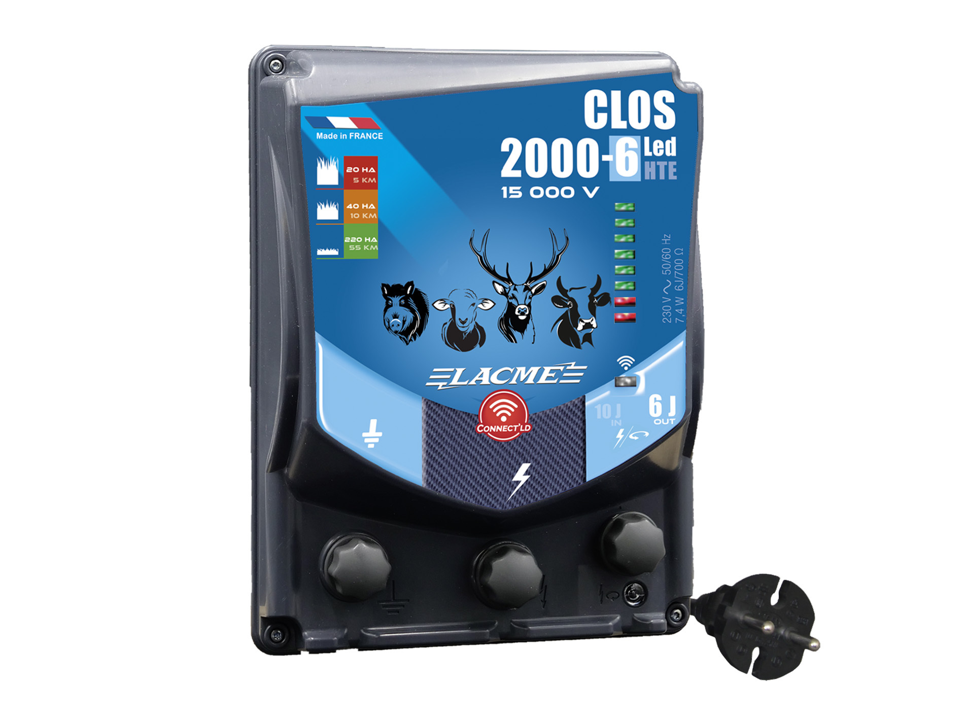 Electrificateur secteur LACME clos 2000-6 15 000V 6J