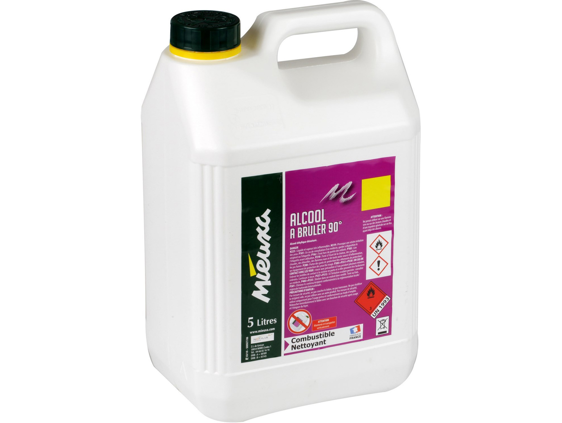 Alcool à brûler 90° MIEUXA 5L