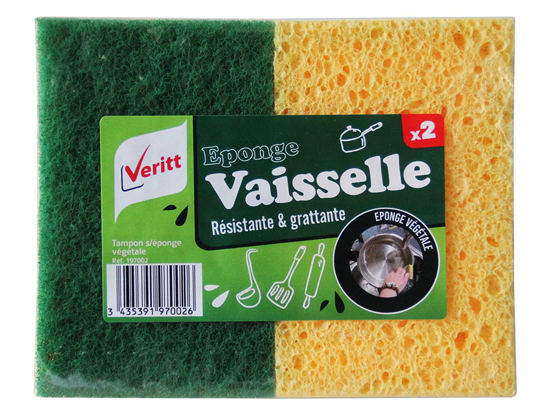 Tampon sur éponge végétal x2 VERITT 11,1x7,1cm