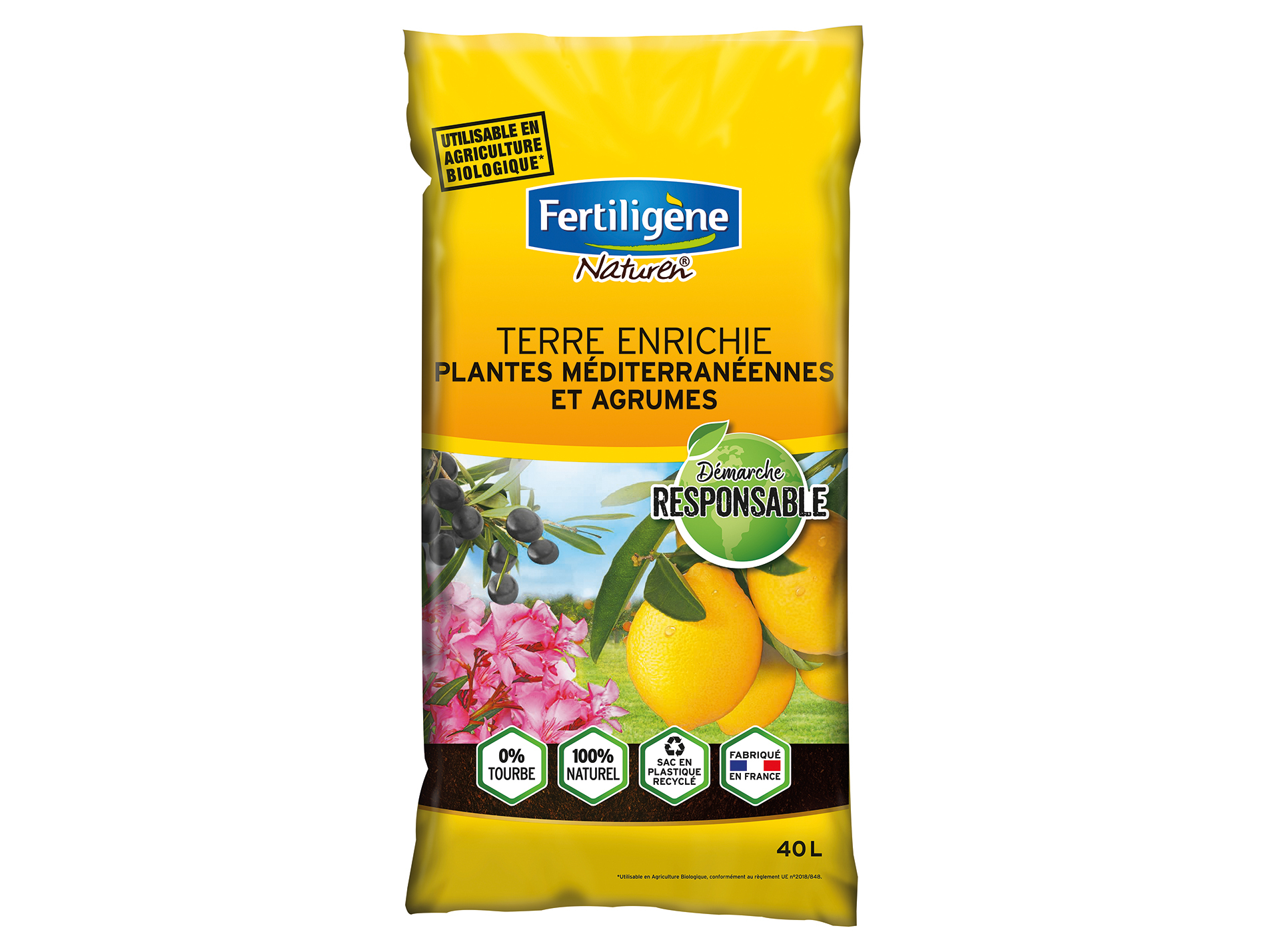 Terre FERTILIGENE enrichie plantes méditerranéennes et agrumes 40L