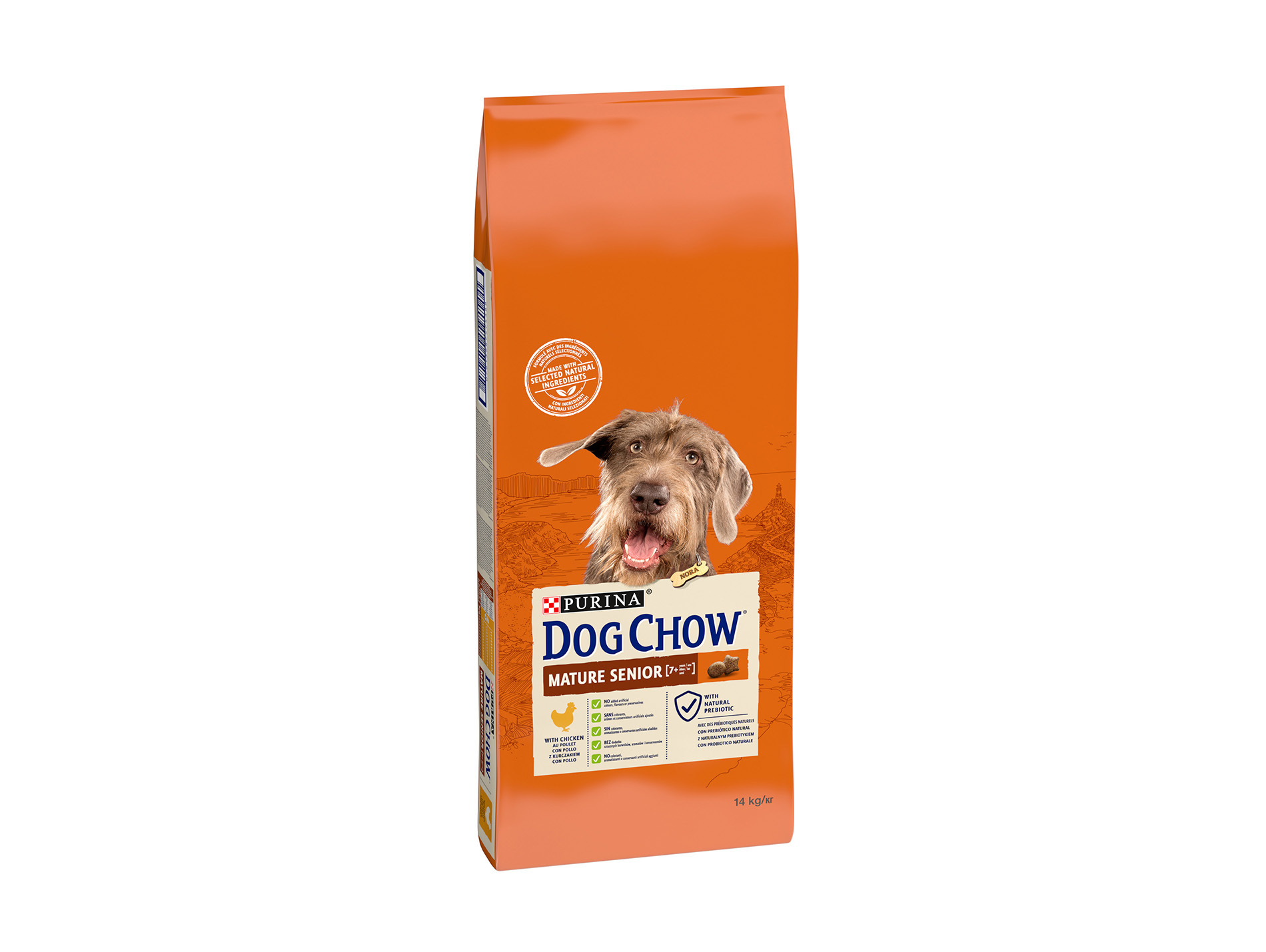 Croquettes chien adulte DOG CHOW mature adult poulet 14kg