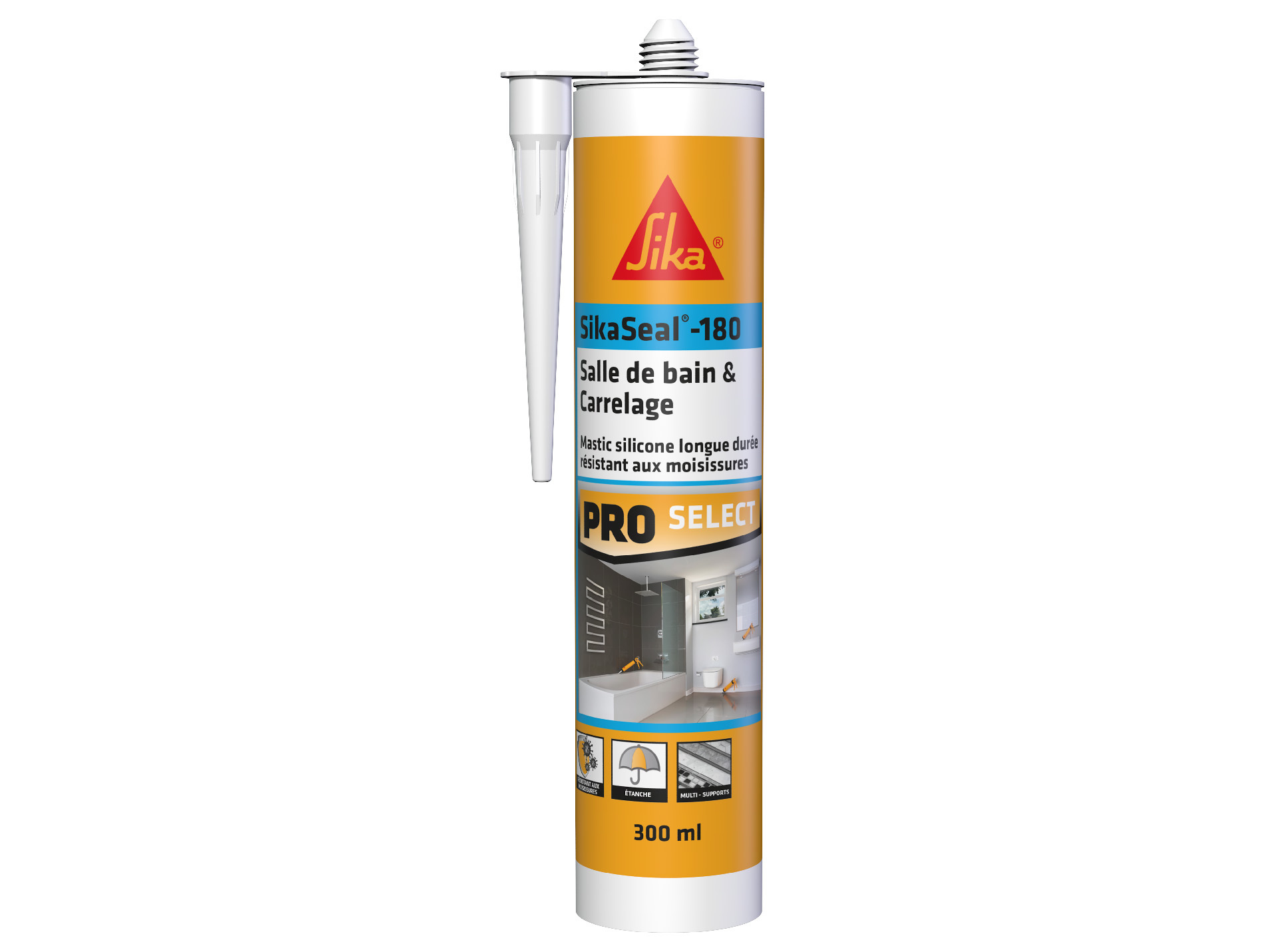 Mastic silicone SIKA Sikaseal 180 SDB & carrelage blanc 300ml