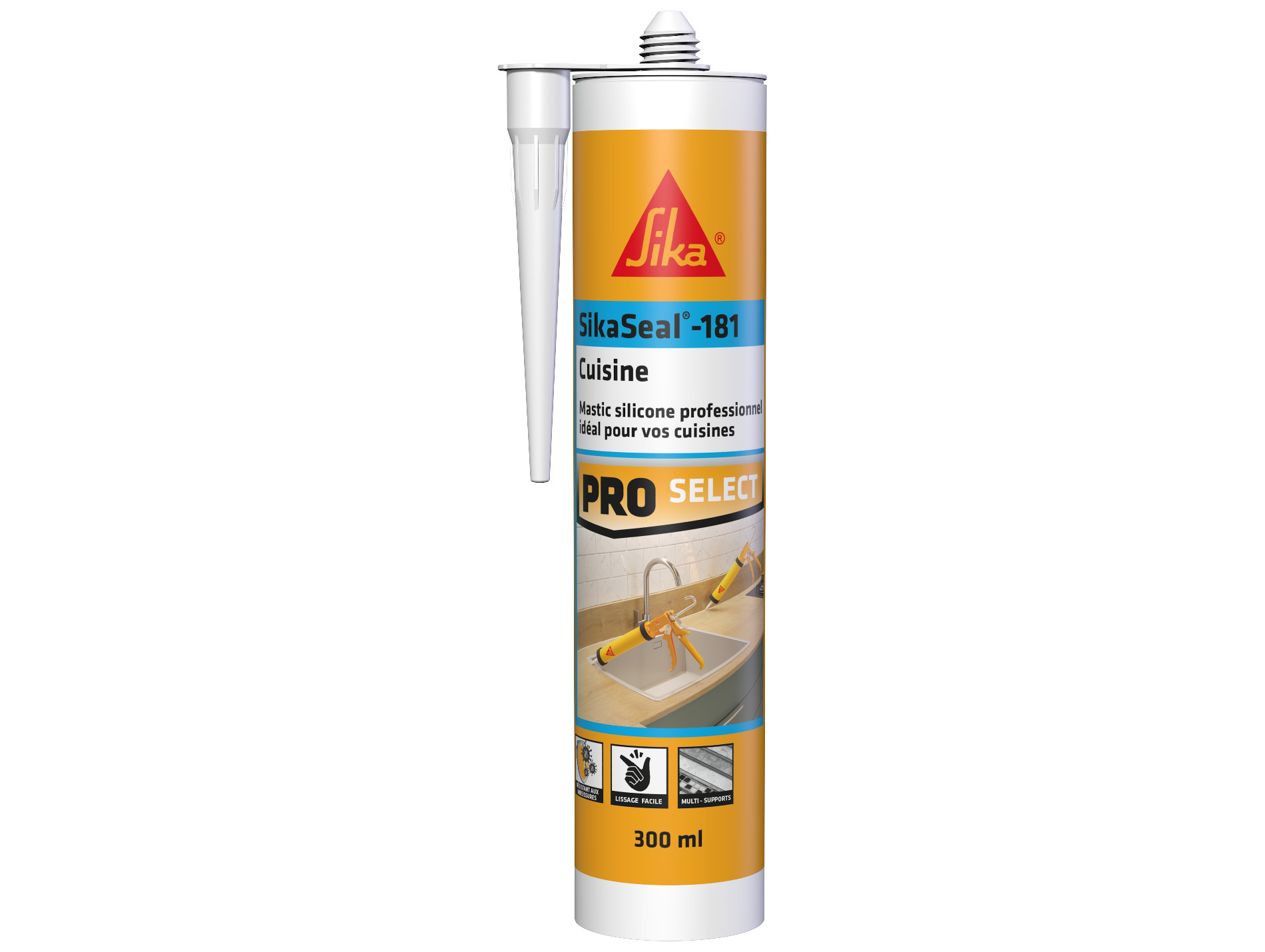 Mastic silicone SIKA Sikaseal 181 cuisine blanc 300ml
