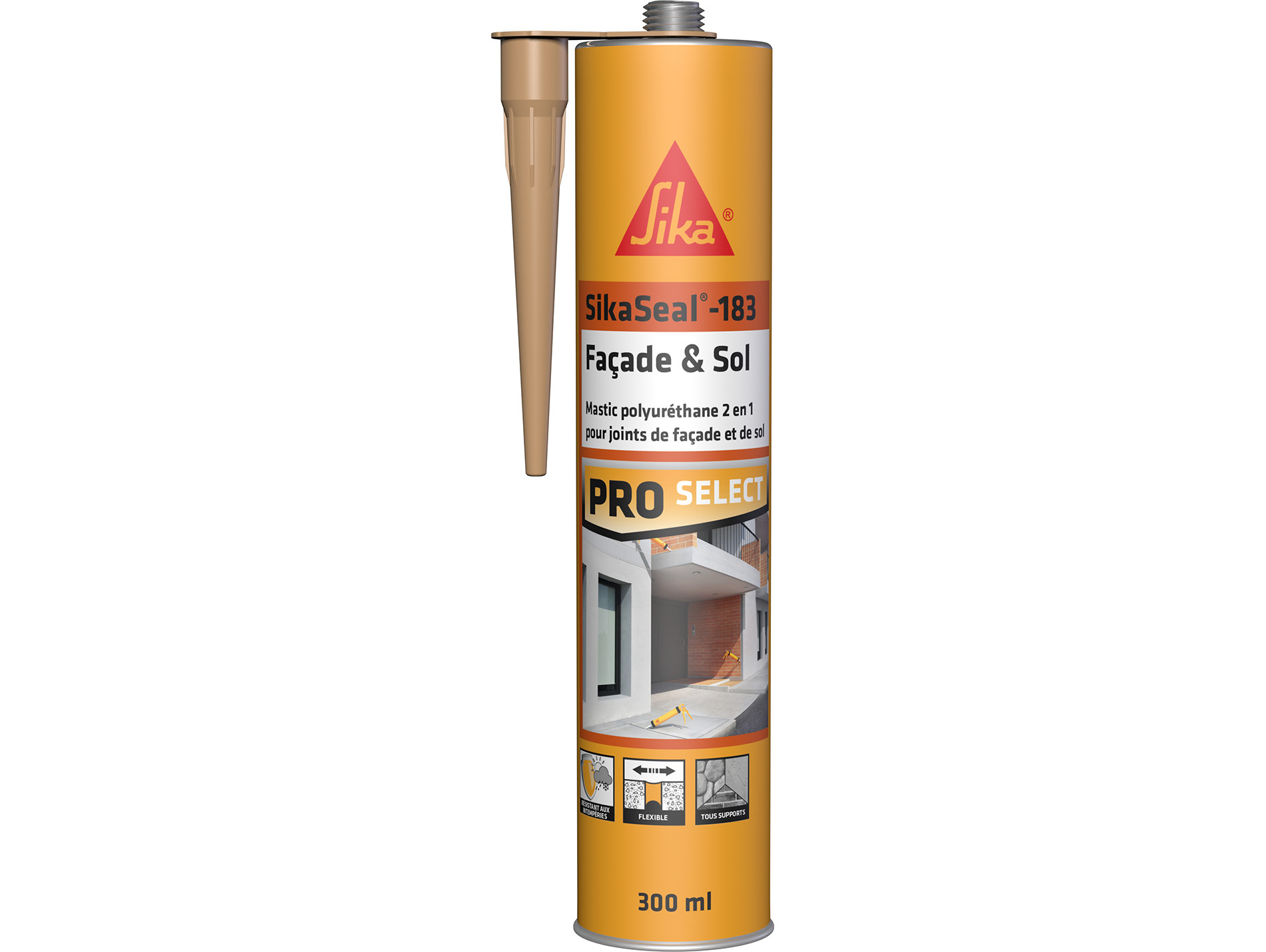 Mastic polyuréthane façade & sol SIKA SikaSeal 183 ton pierre 300ml