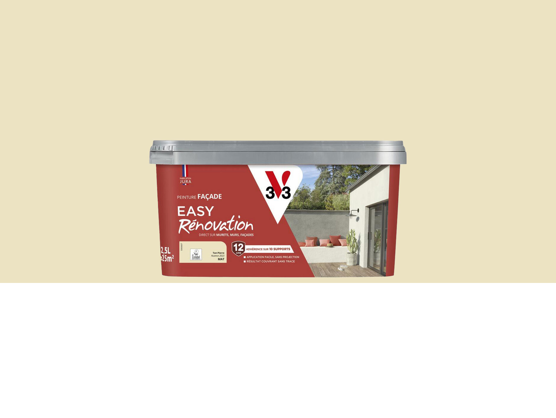 Peinture façade extérieur Easy Rénovation V33 Ton Pierre mat 2,5L
