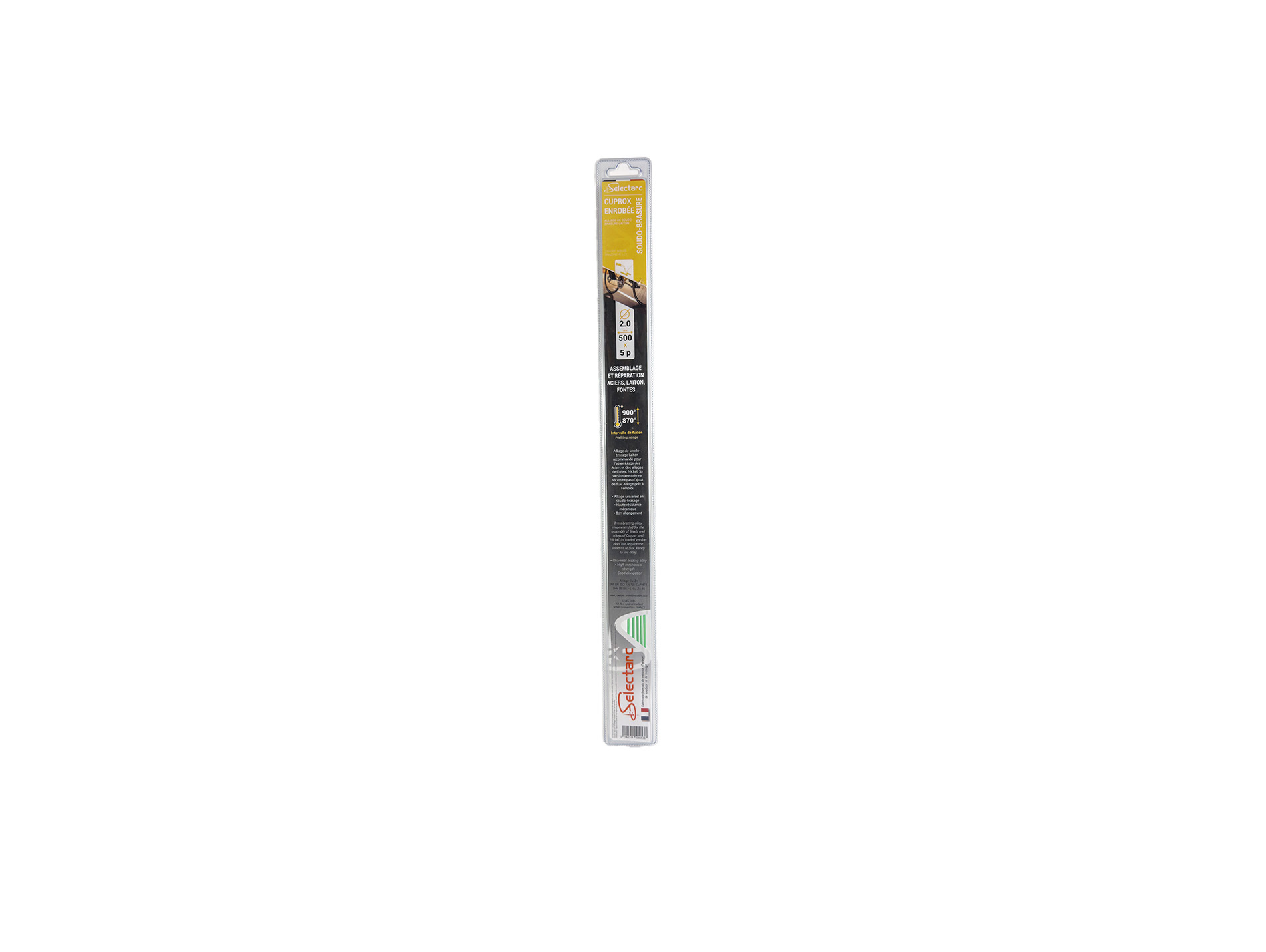 Baguette enrobé soudo-brasure laiton SELECTARC Ø2mm L.500mm x5
