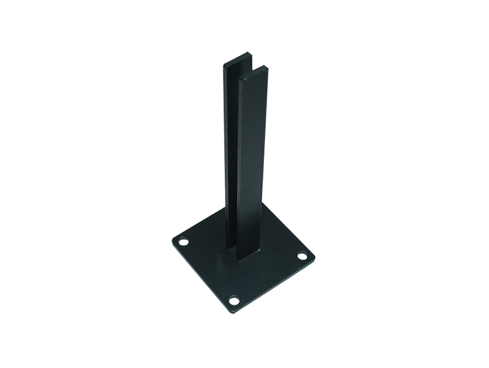 Pied poteau acier noir + goujons & fixations 11x11cm H.0,25m