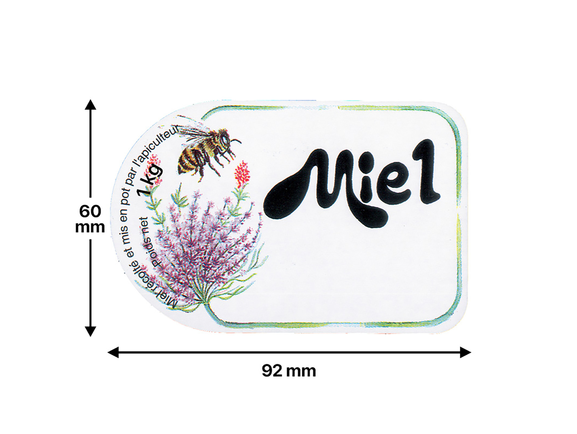 100 étiquettes fleurs et abeilles 92x60mm 5000g