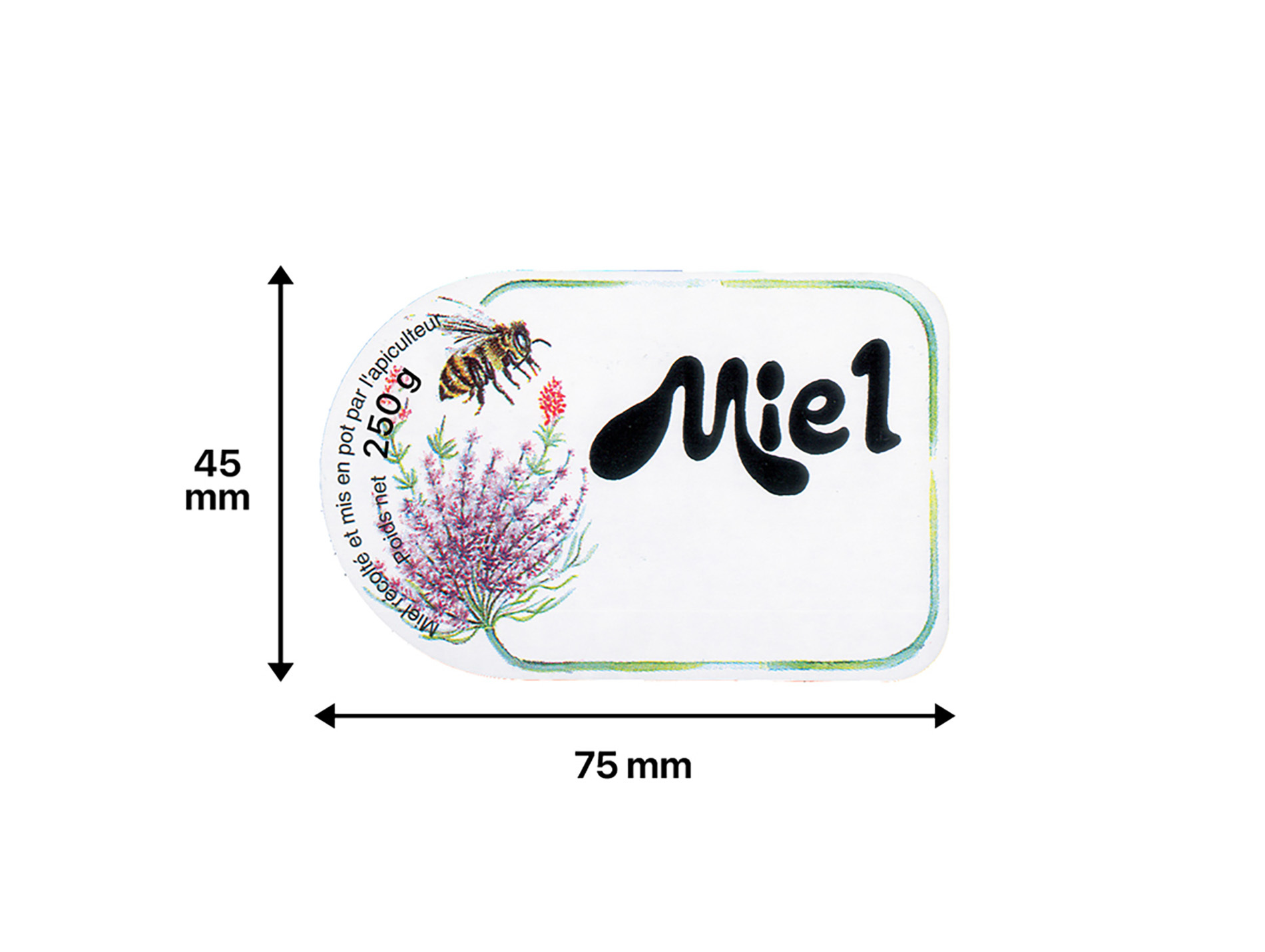 100 étiquettes fleurs et abeilles 75x45mm 250g