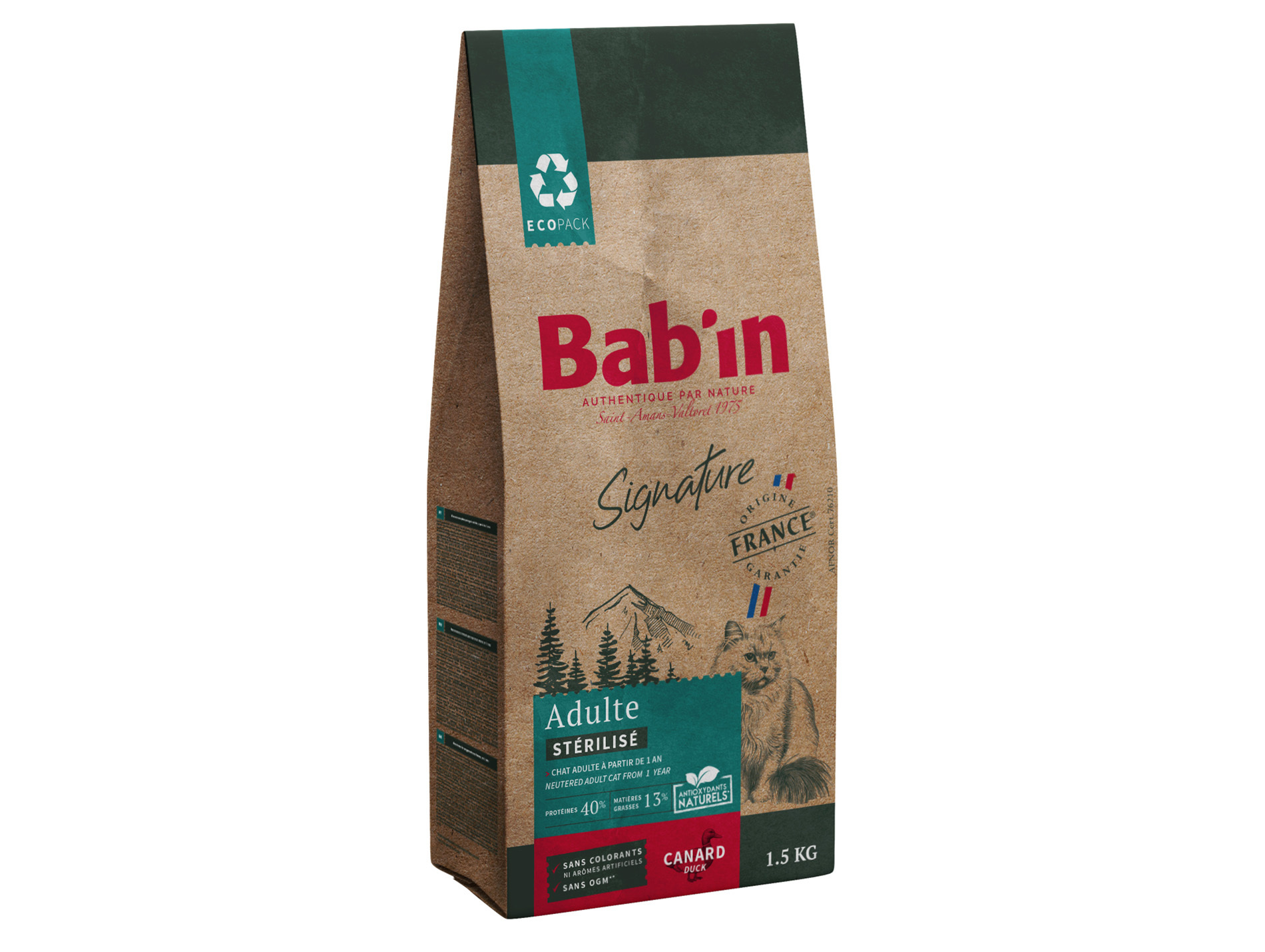 Croquettes chat adulte BAB'IN Signature canard 1,5kg
