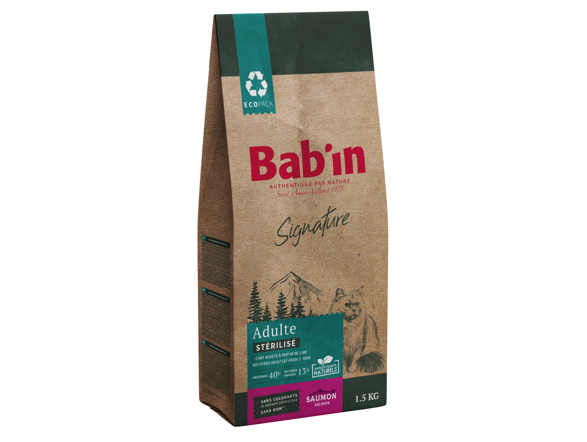 Croquettes chat adulte BAB'IN Signature saumon 1,5kg