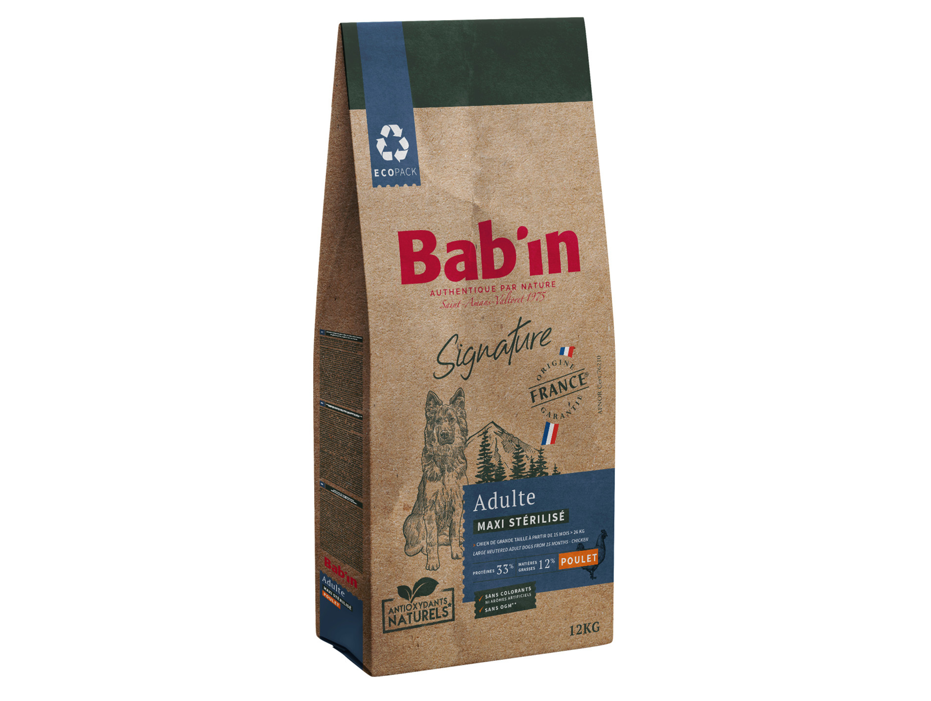 Croquettes chien maxi stérilisé BAB'IN Signature poulet 12kg