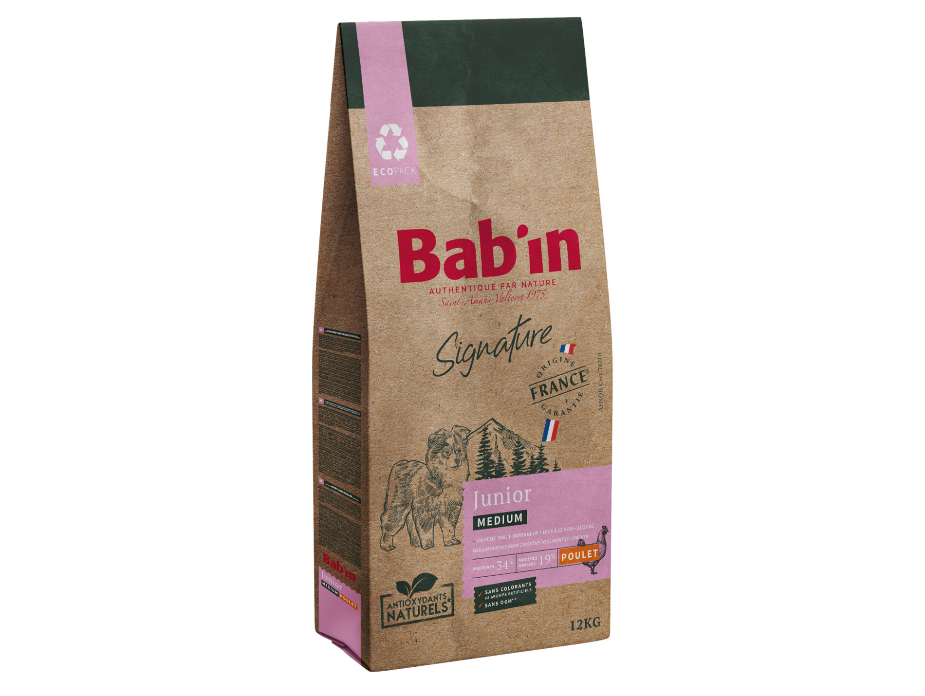 Croquettes chien medium junior BAB'IN Signature poulet 12kg