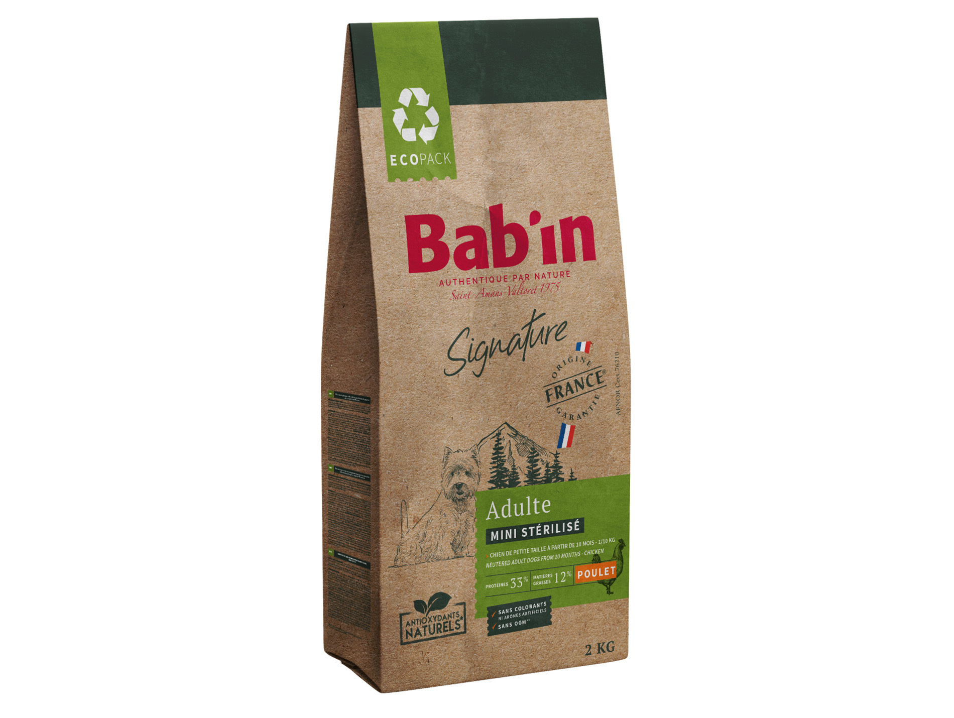 Croquettes chien mini stérilisé BAB'IN Signature poulet 2kg