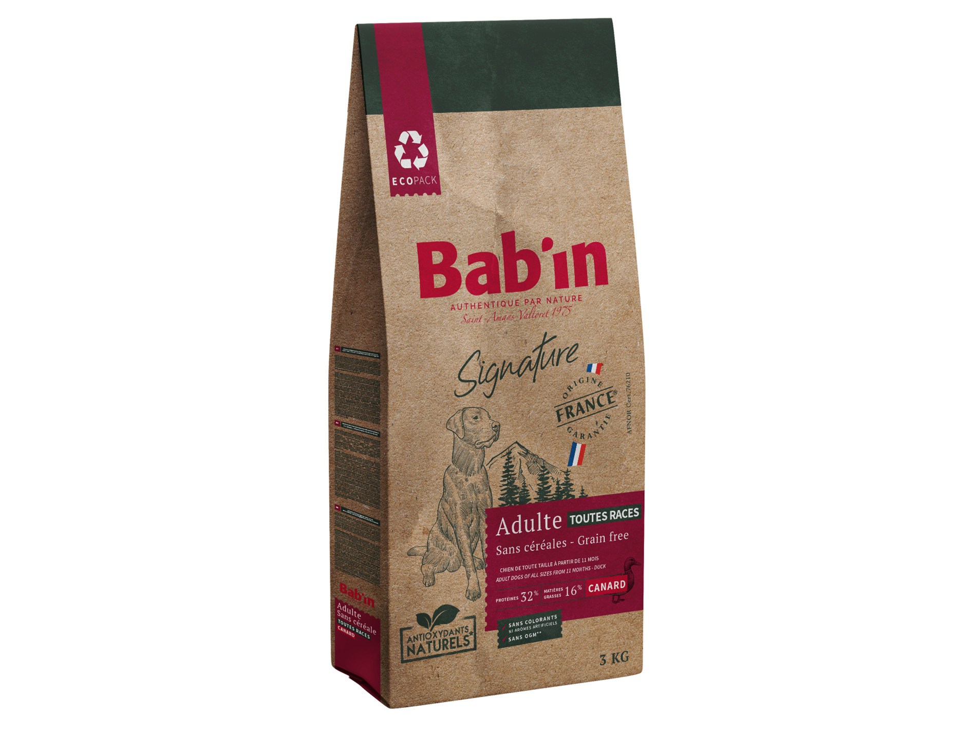 Croquettes chien adulte BAB'IN Signature canard 3kg