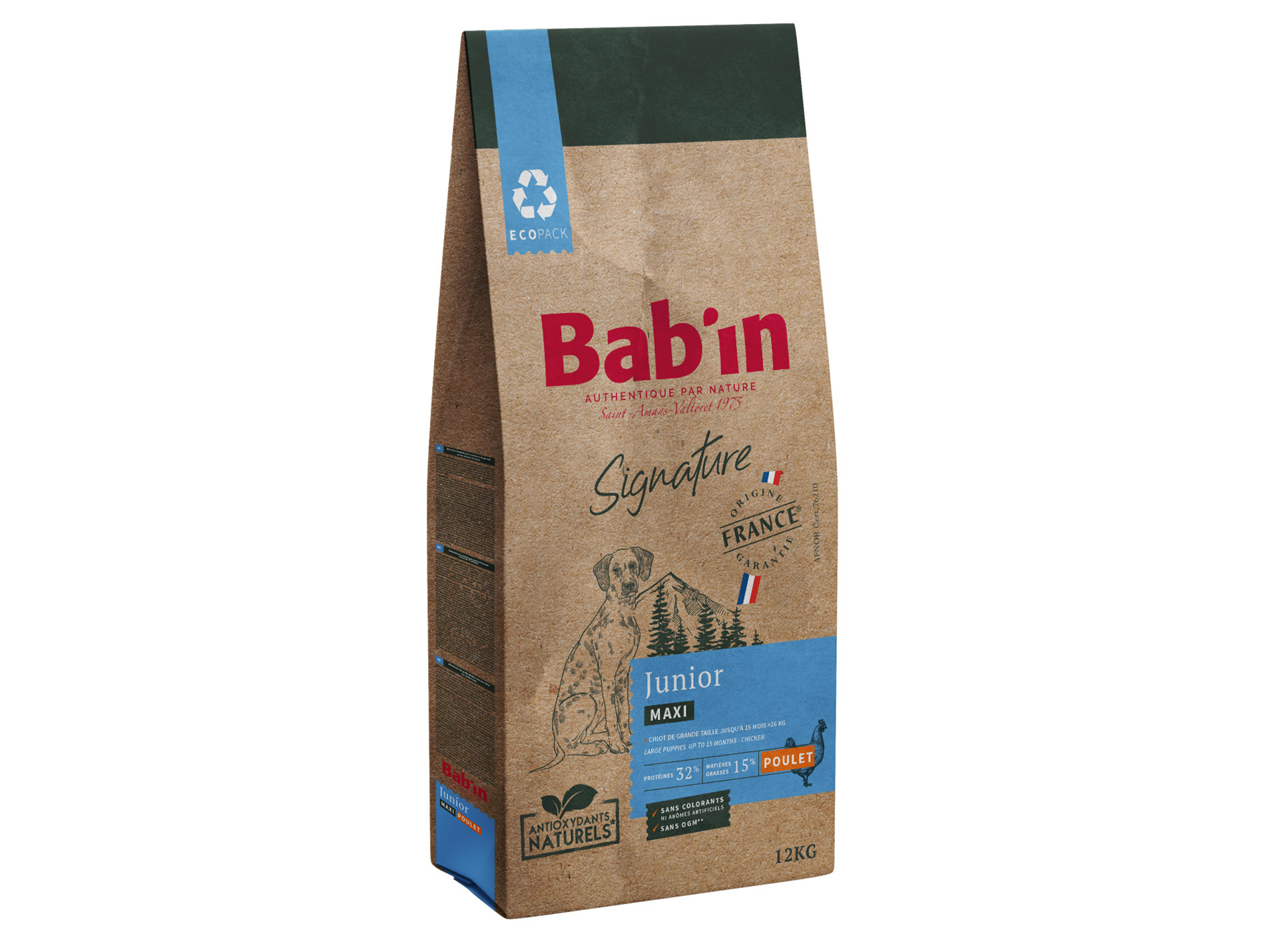 Croquettes chien maxi junior BAB'IN Signature poulet 12kg