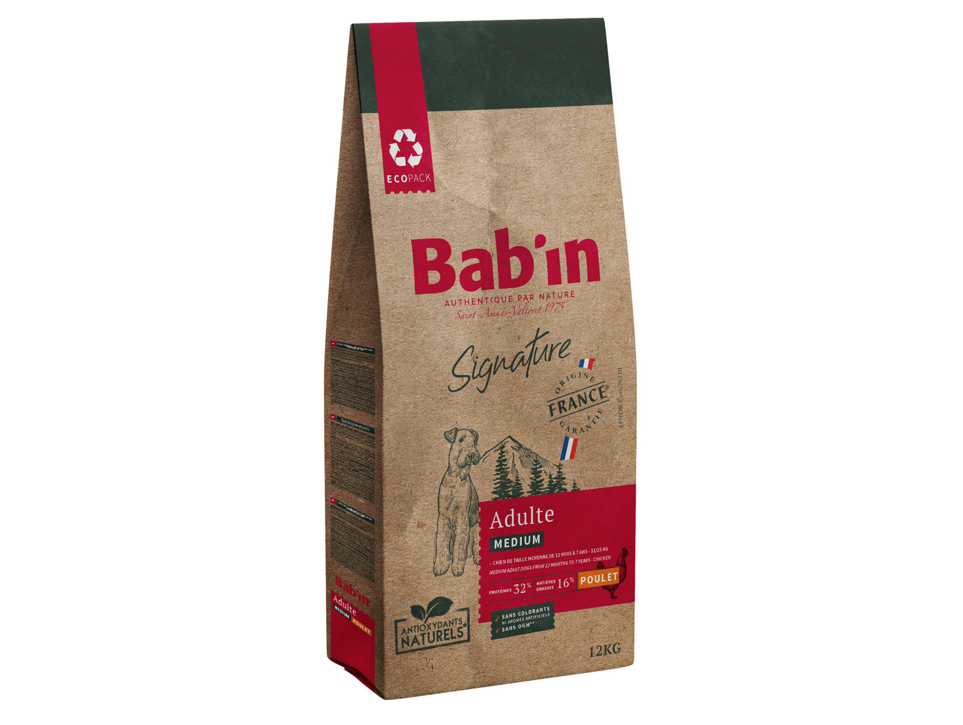 Croquettes chien medium adulte BAB'IN Signature poulet 12Kg