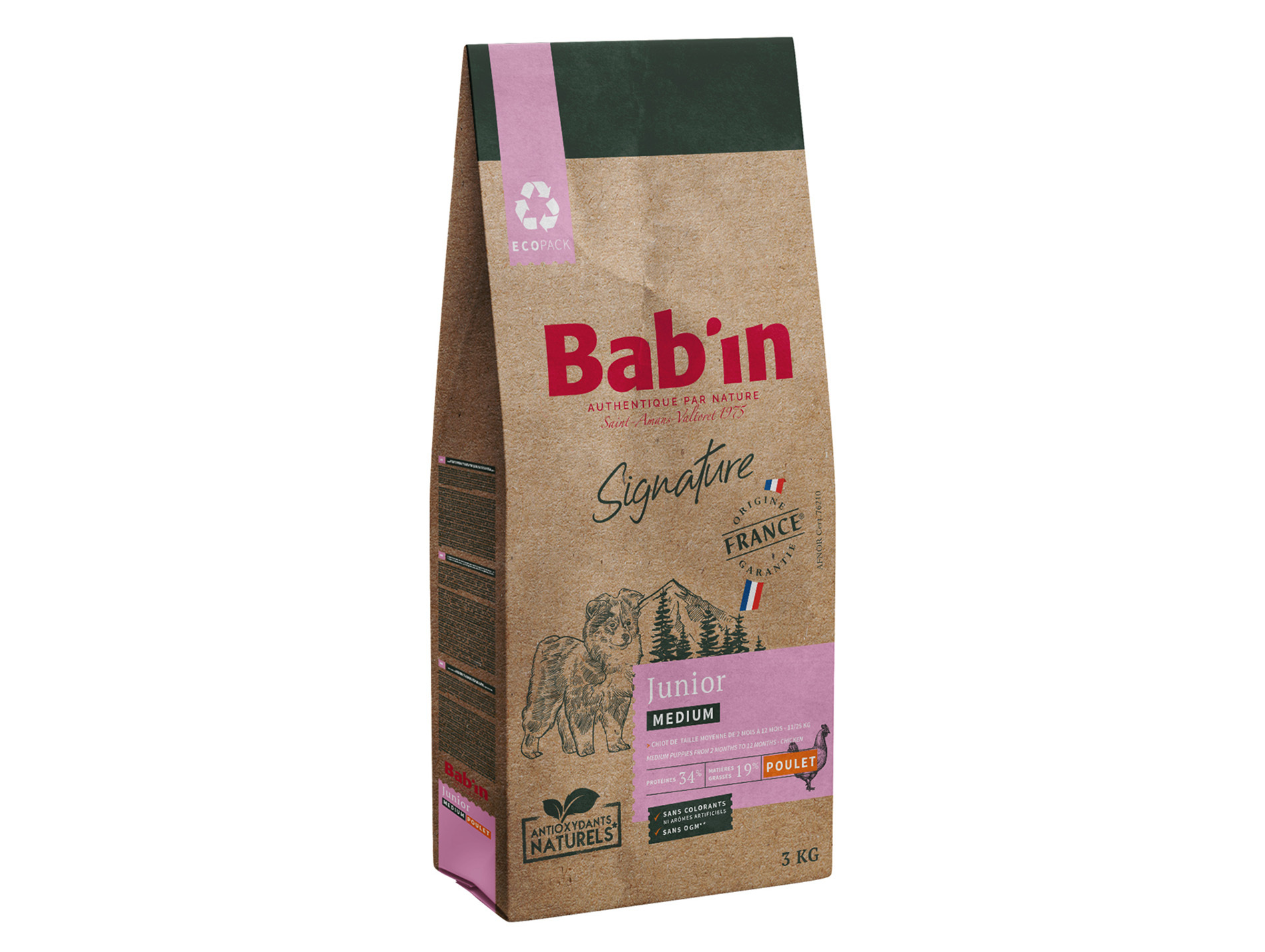 Croquettes chien medium junior BAB'IN Signature poulet 3kg