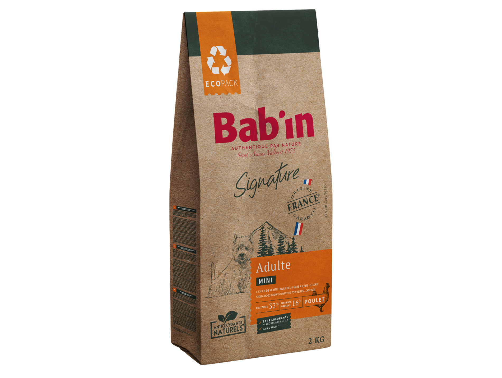 Croquettes chien mini adulte BAB'IN Signature poulet 2kg