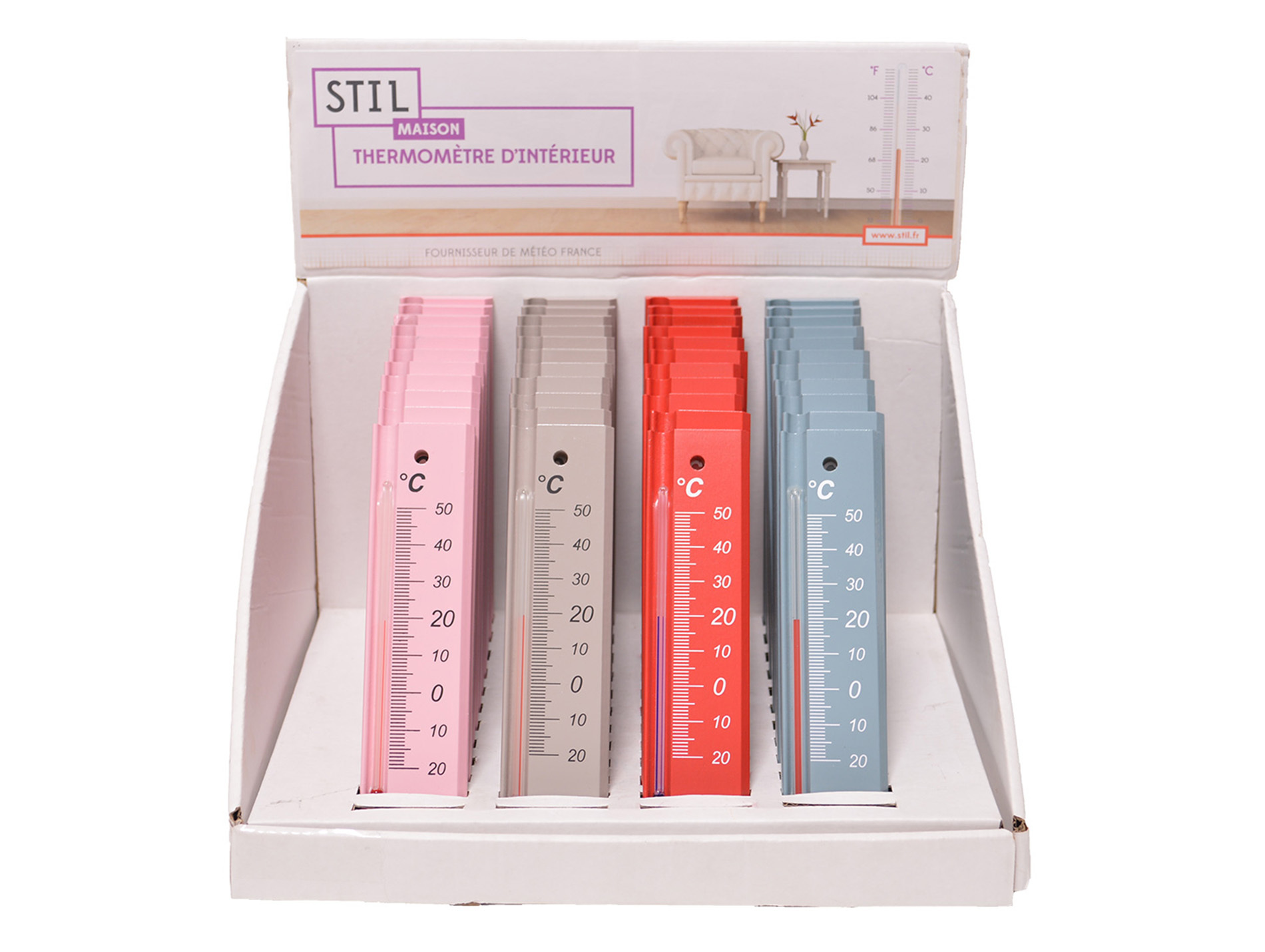 Thermomètre STIL en bois multi-coloris 17cm