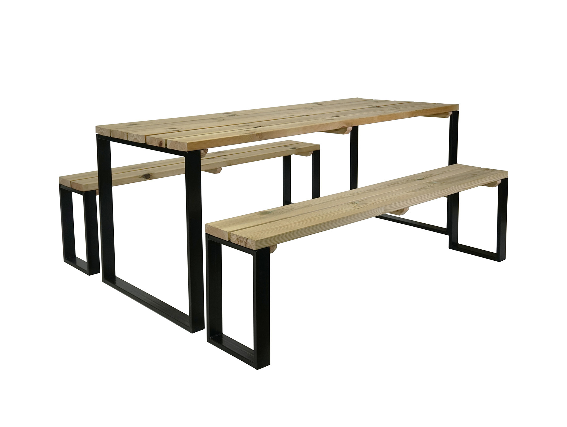 Table et bancs en bois Blakea 6 places