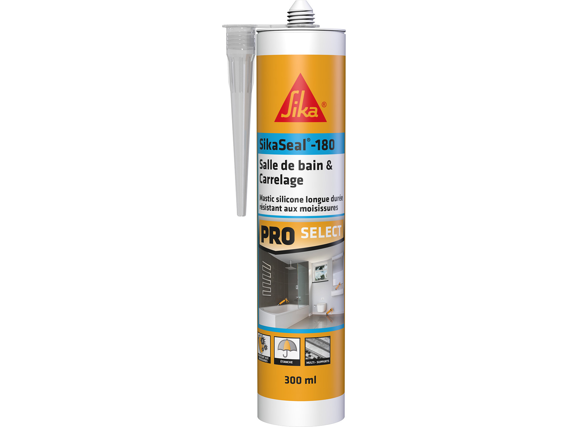 Mastic silicone SIKA Sikaseal 180 SDB & carrelage 300ml