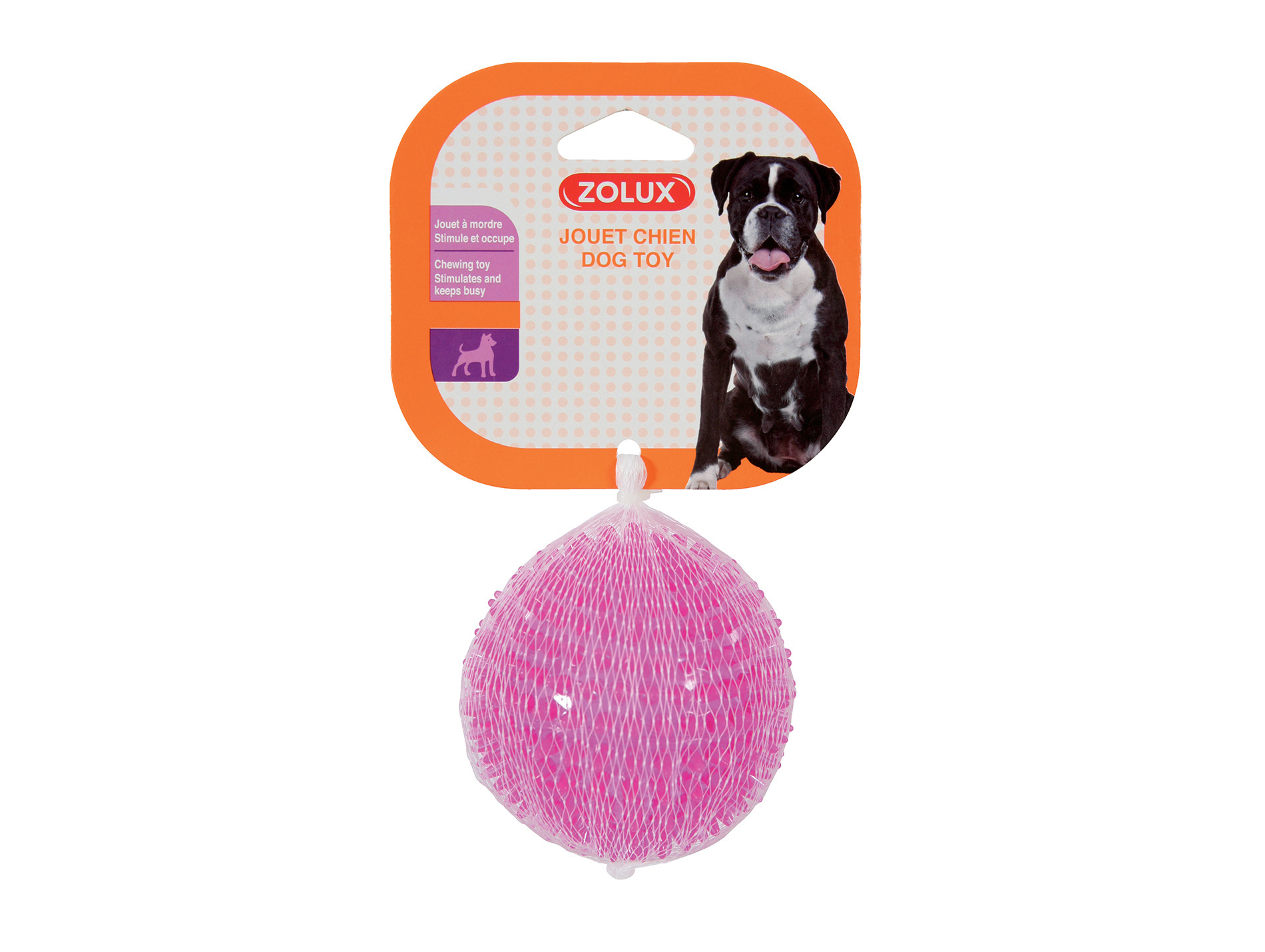 Jouet chien ZOLUX balle à picots Pop 8cm framboise
