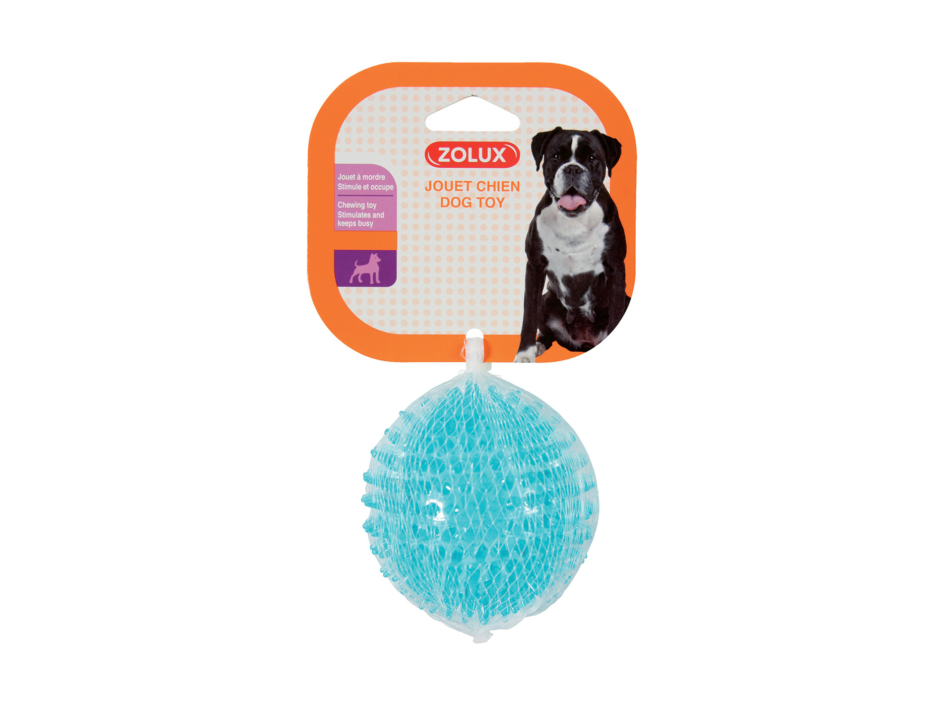 Jouet TPR ZOLUX balle picot Pop turquoise 8cm