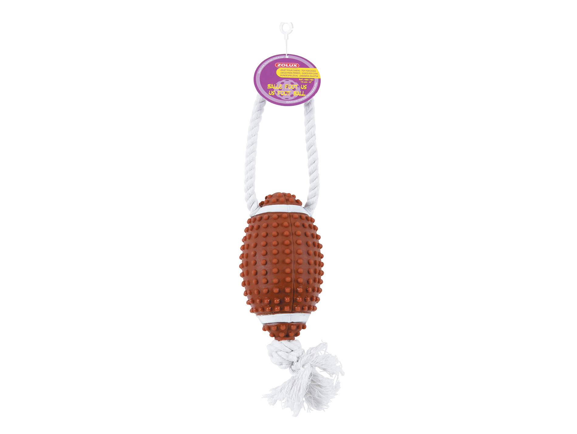 Jouet chien ZOLUX balle US football corde 10cm